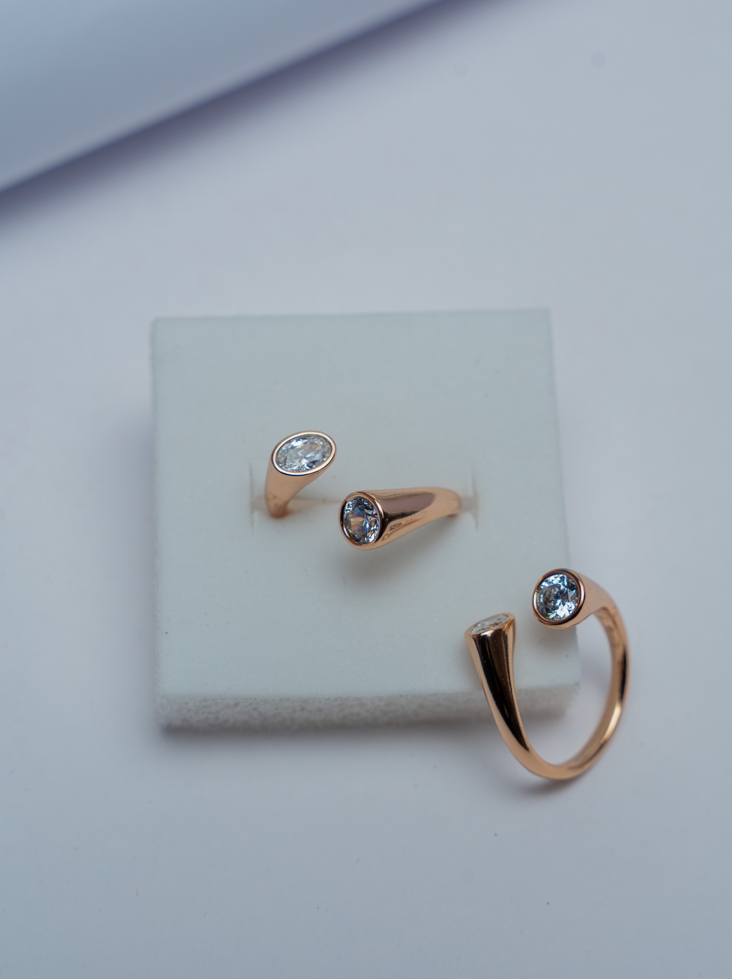 Rose Gold Bezel-Set Crystal Ring