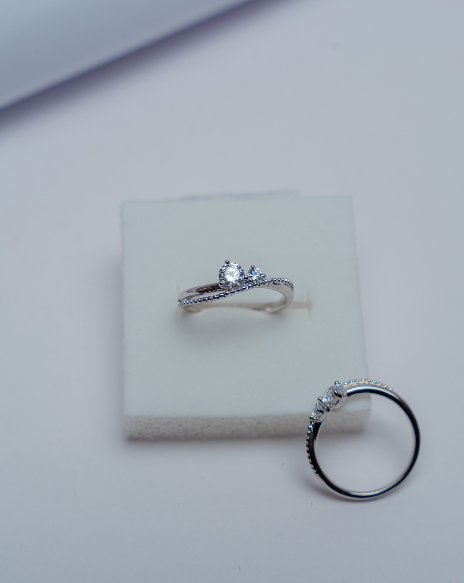 Silver Cubic Zirconia Twisted Band Ring