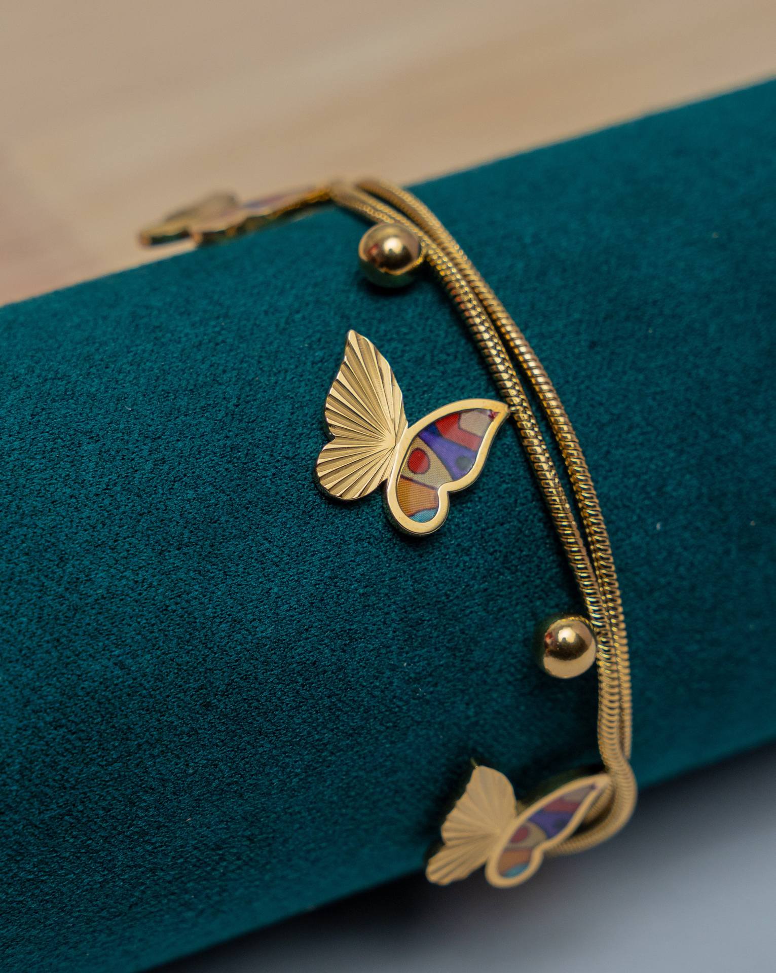Butterfly Gold Snake Chain Bracelet