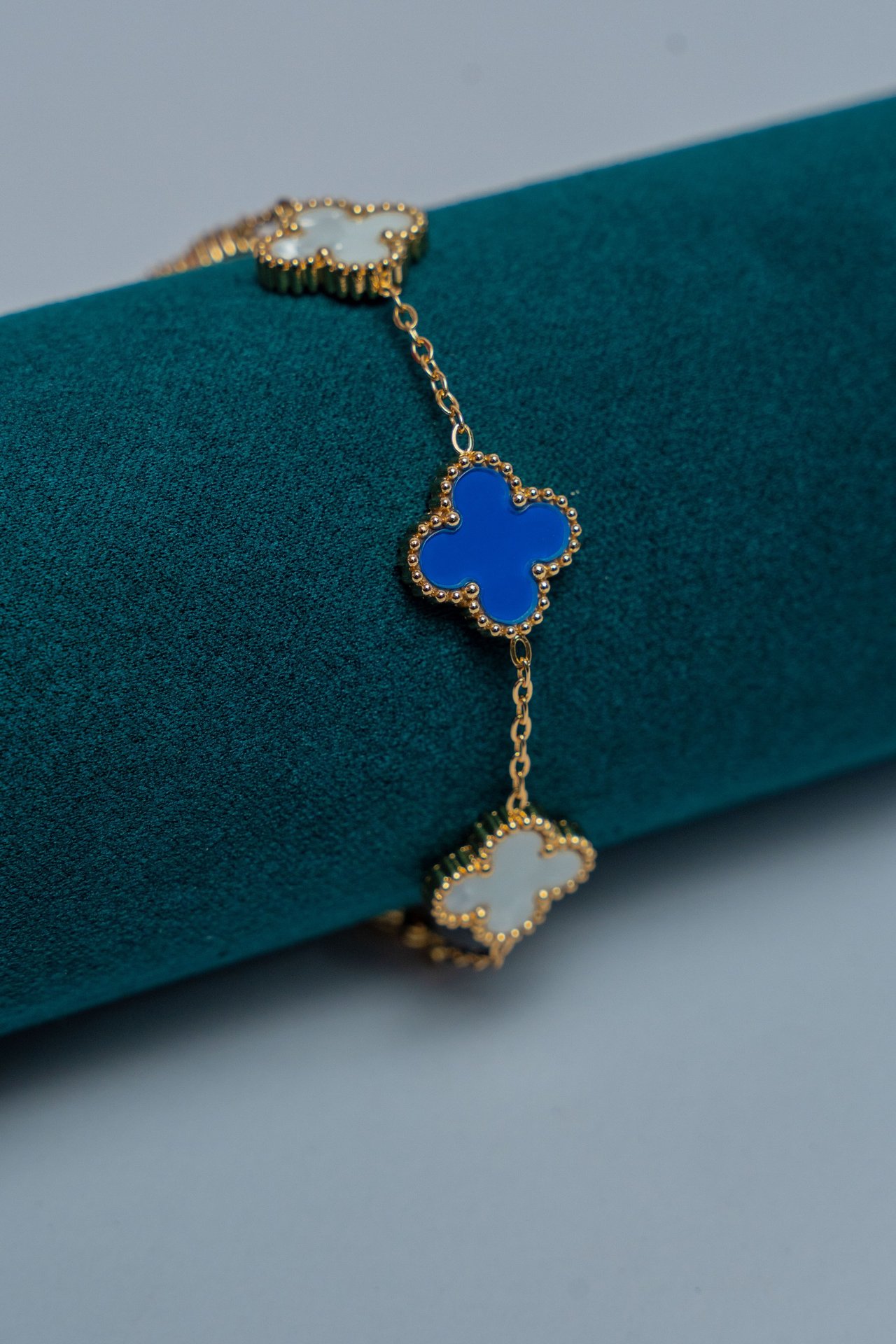 Blue Gold-Tone Van Cleef Beaded Bracelet