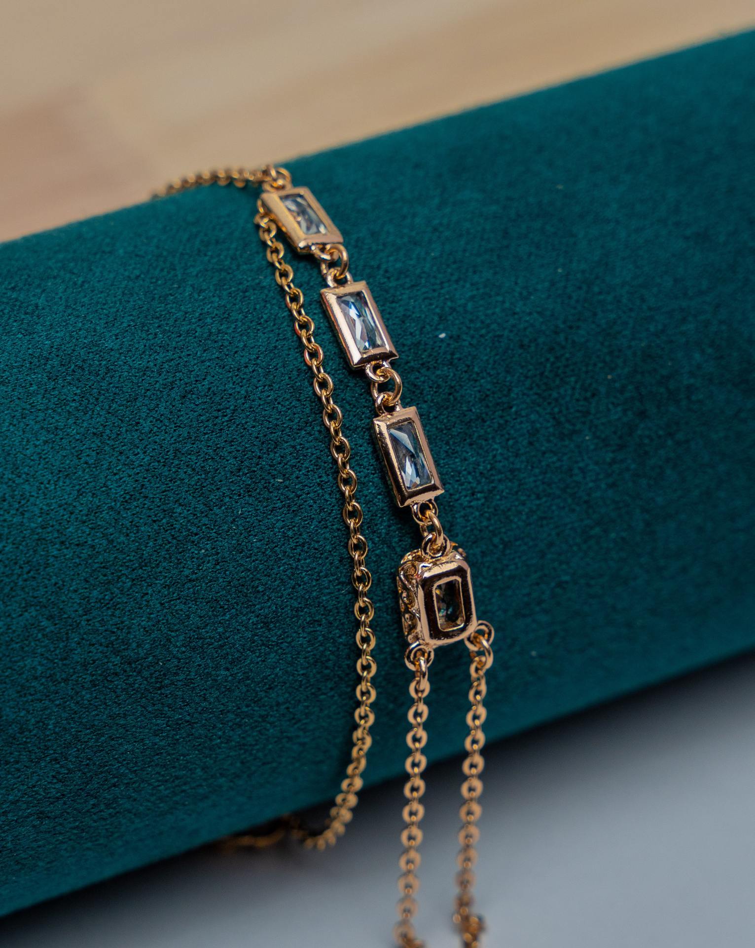 Gold-Tone Baguette Crystal Chain Bracelet