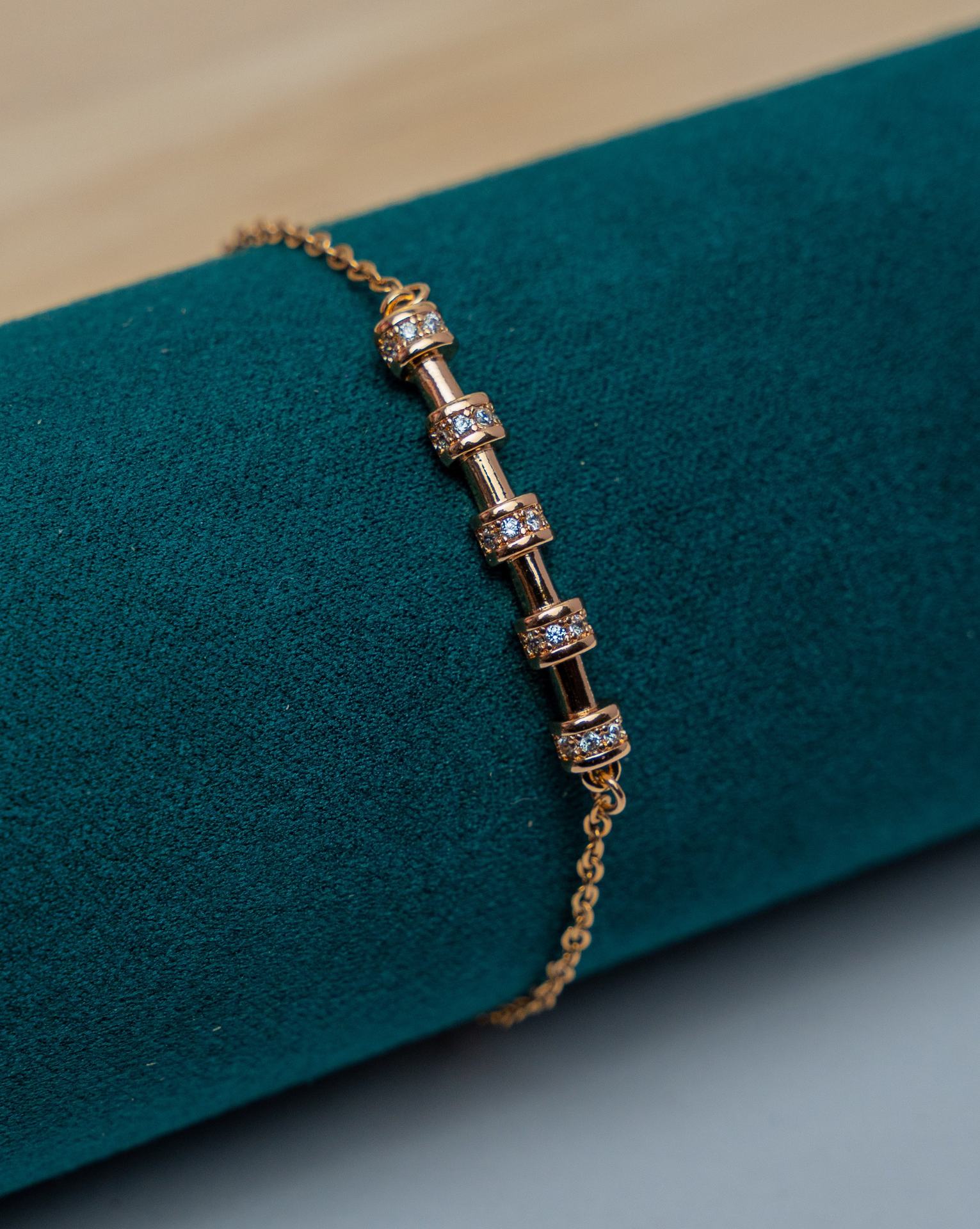 Gold-Tone Crystal Bar Link Bracelet
