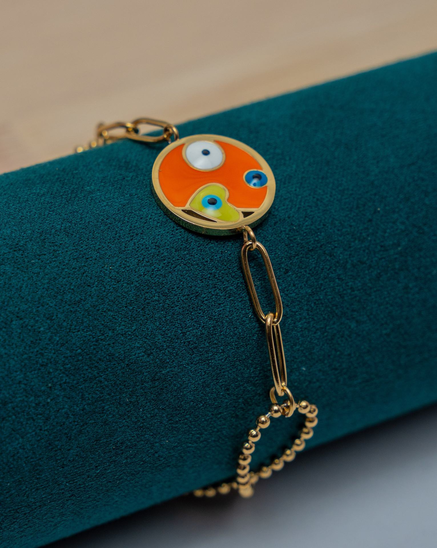 Gold-Tone Evil Eye Chain Bracelet