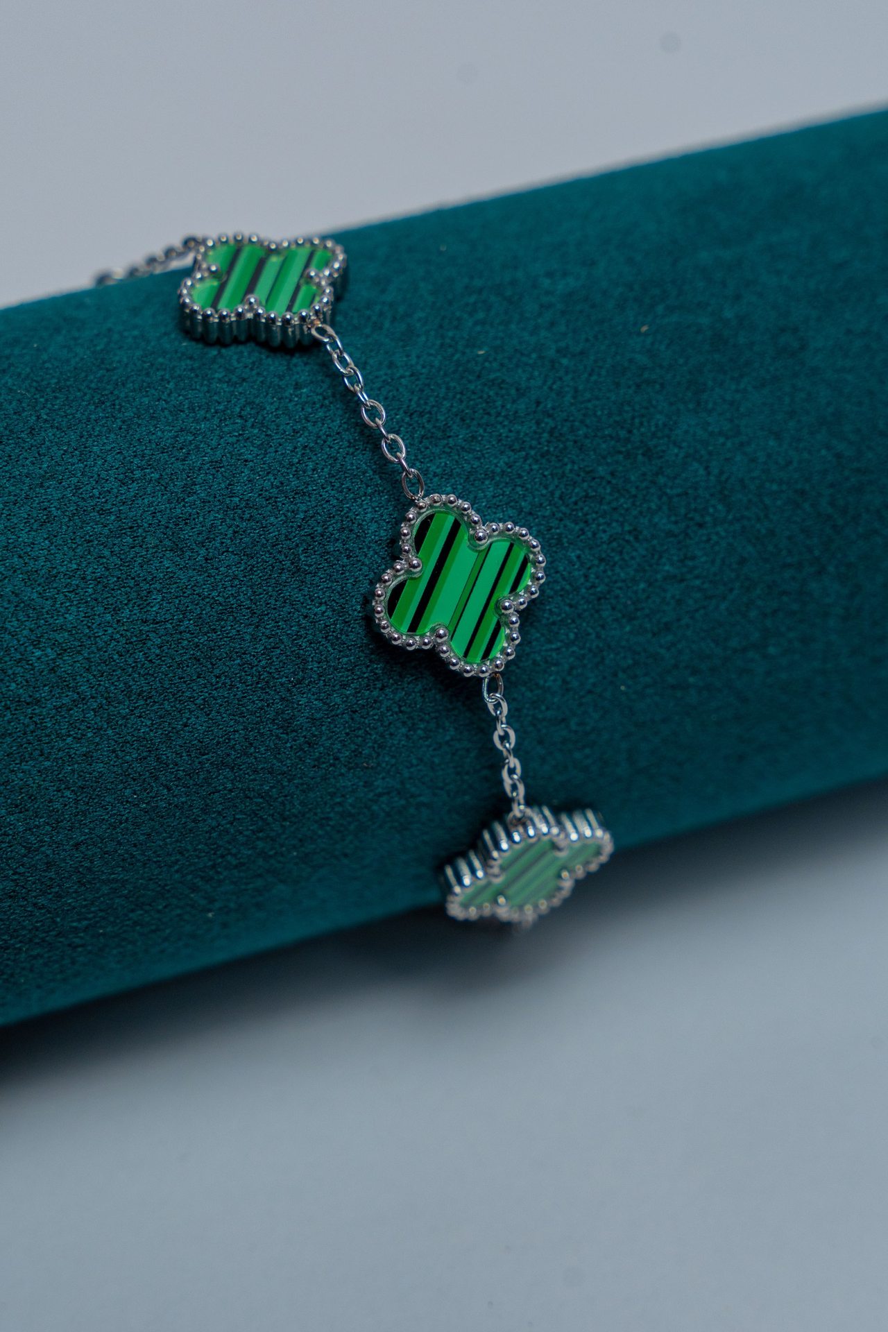 Green Enamel Van Cleef Charm Bracelet