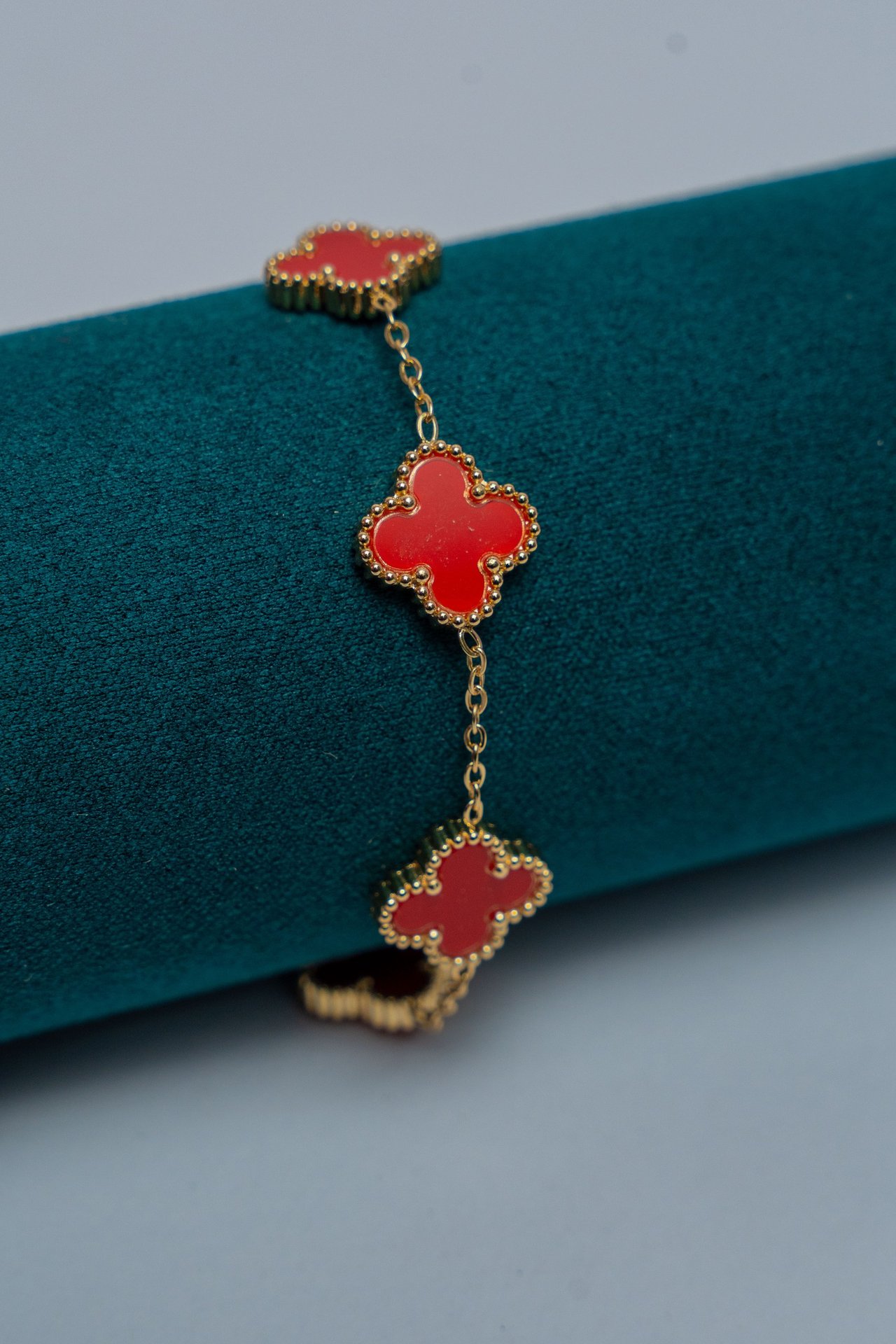 Red Van Cleef Gold-Tone Chain Bracelet