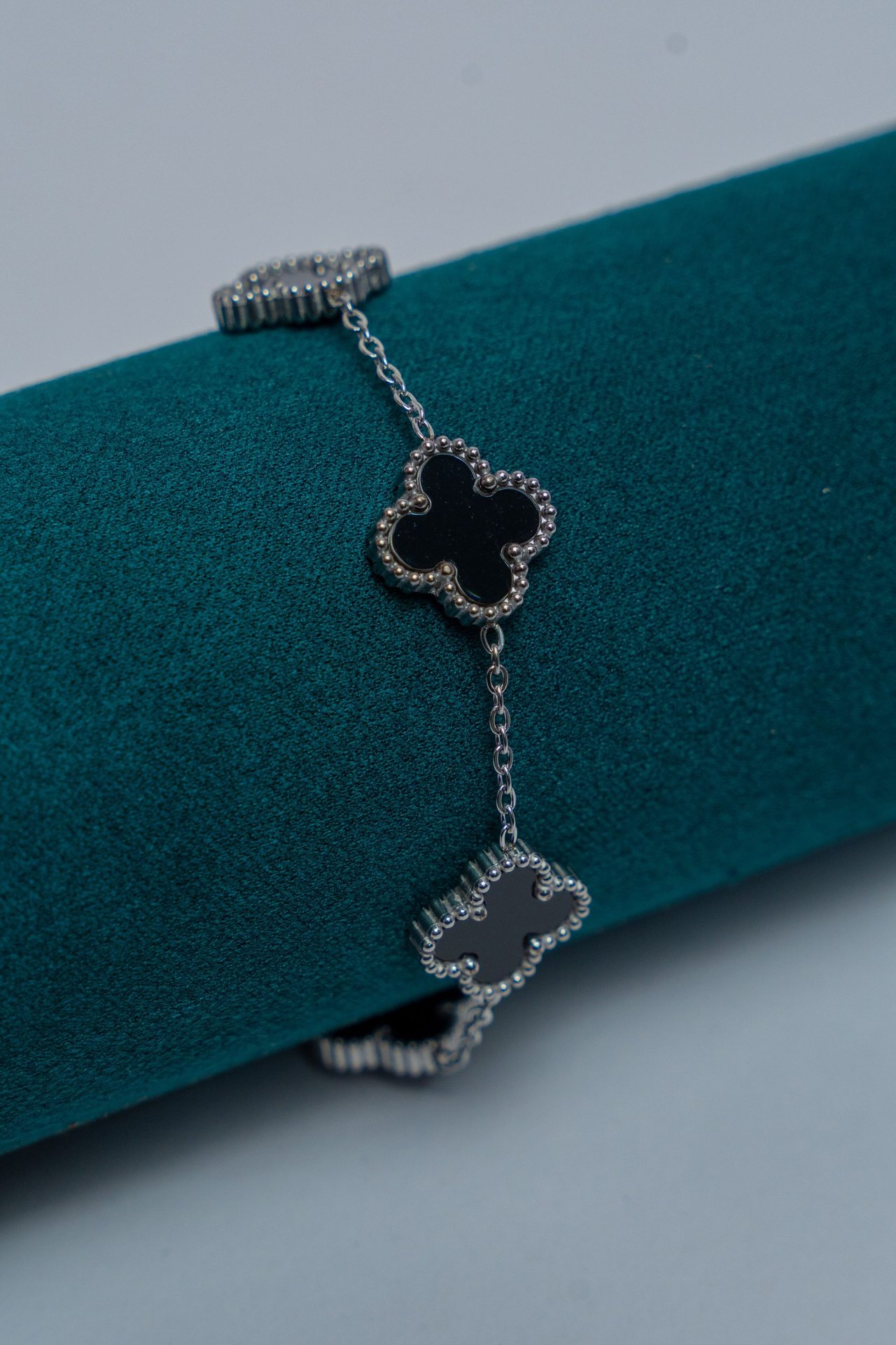 Silver Van Cleef Charm Bracelet