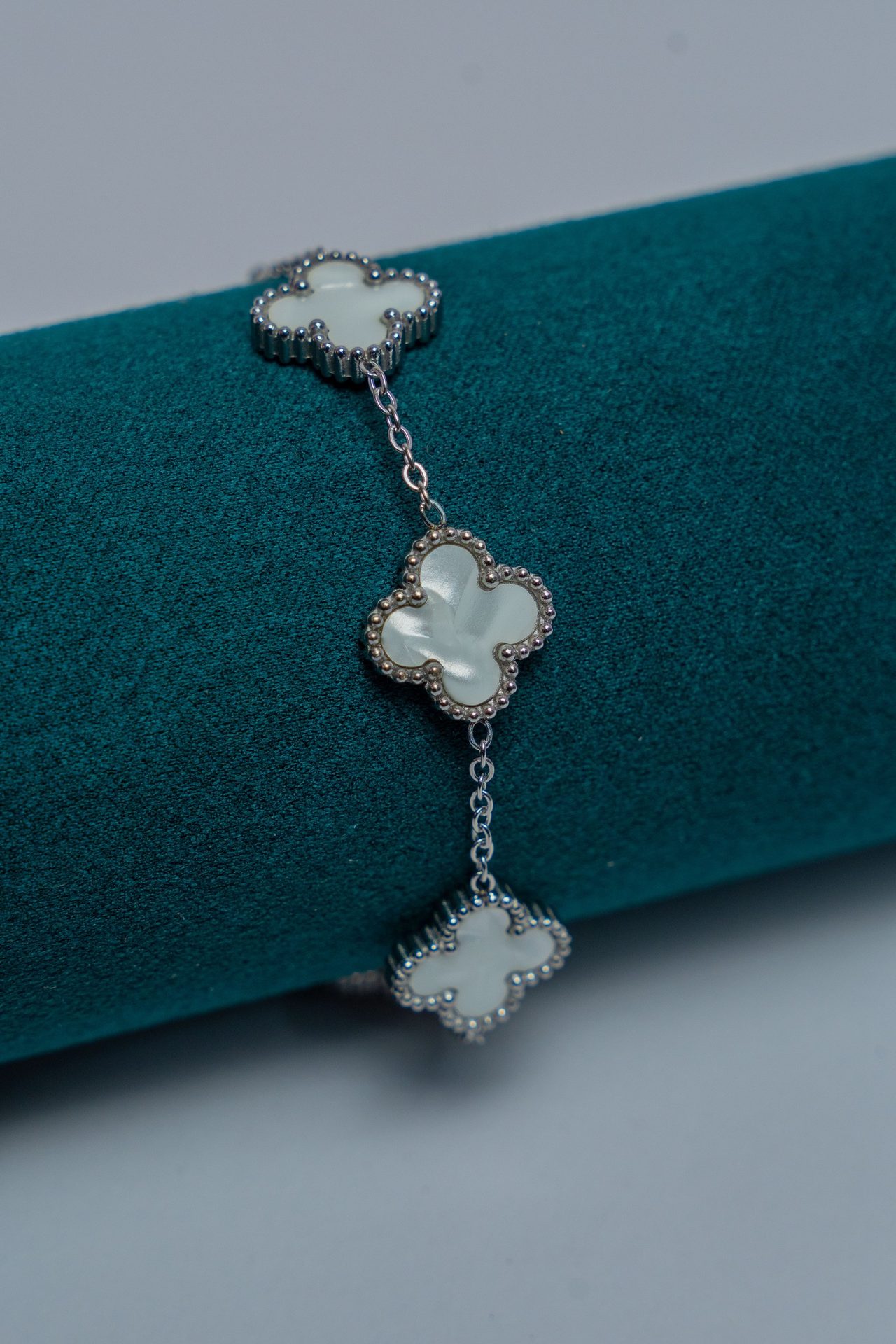 Silver Van Cleef Charm Bracelet