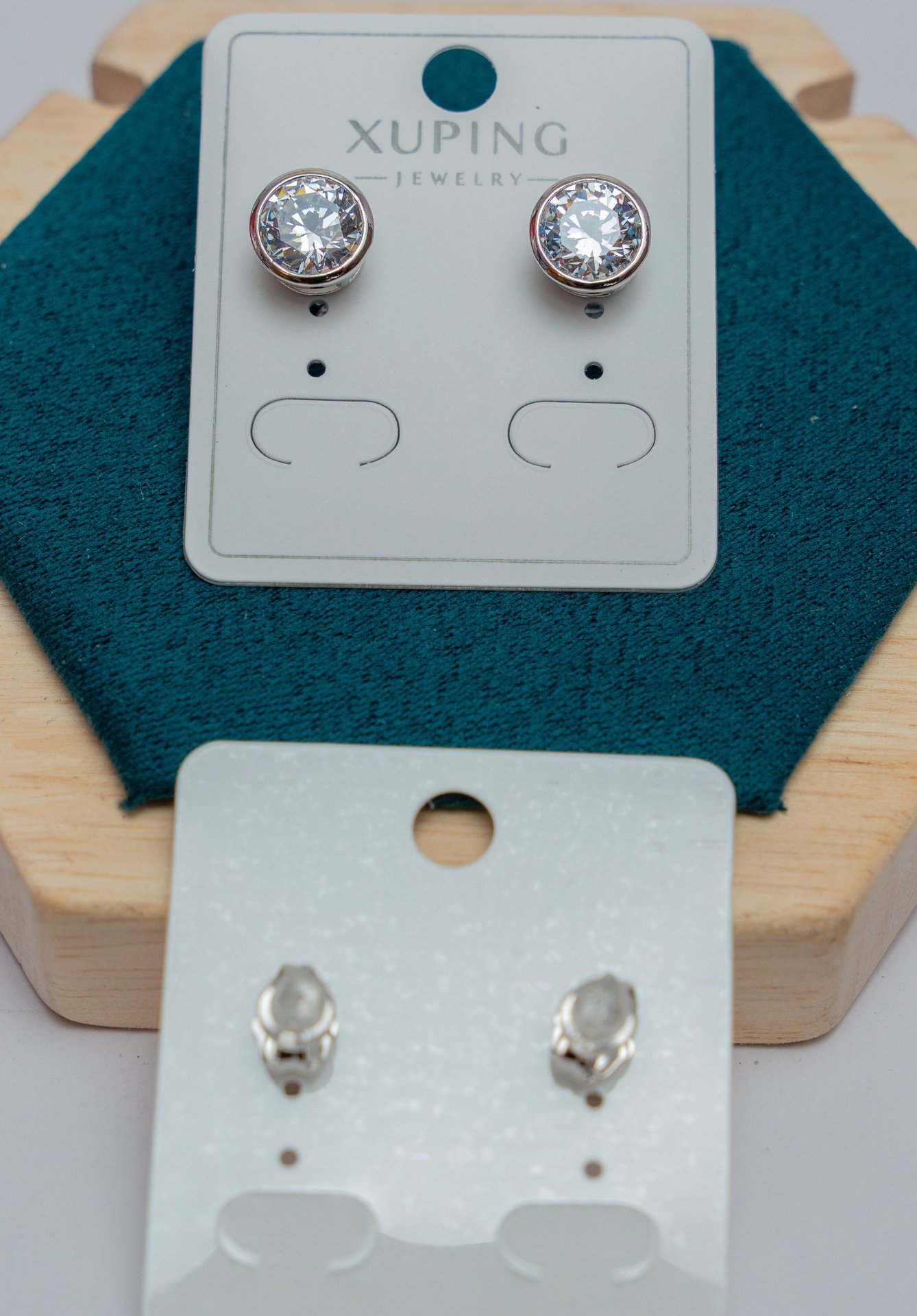 Crystal Round Stud Earrings with Pearl Accents