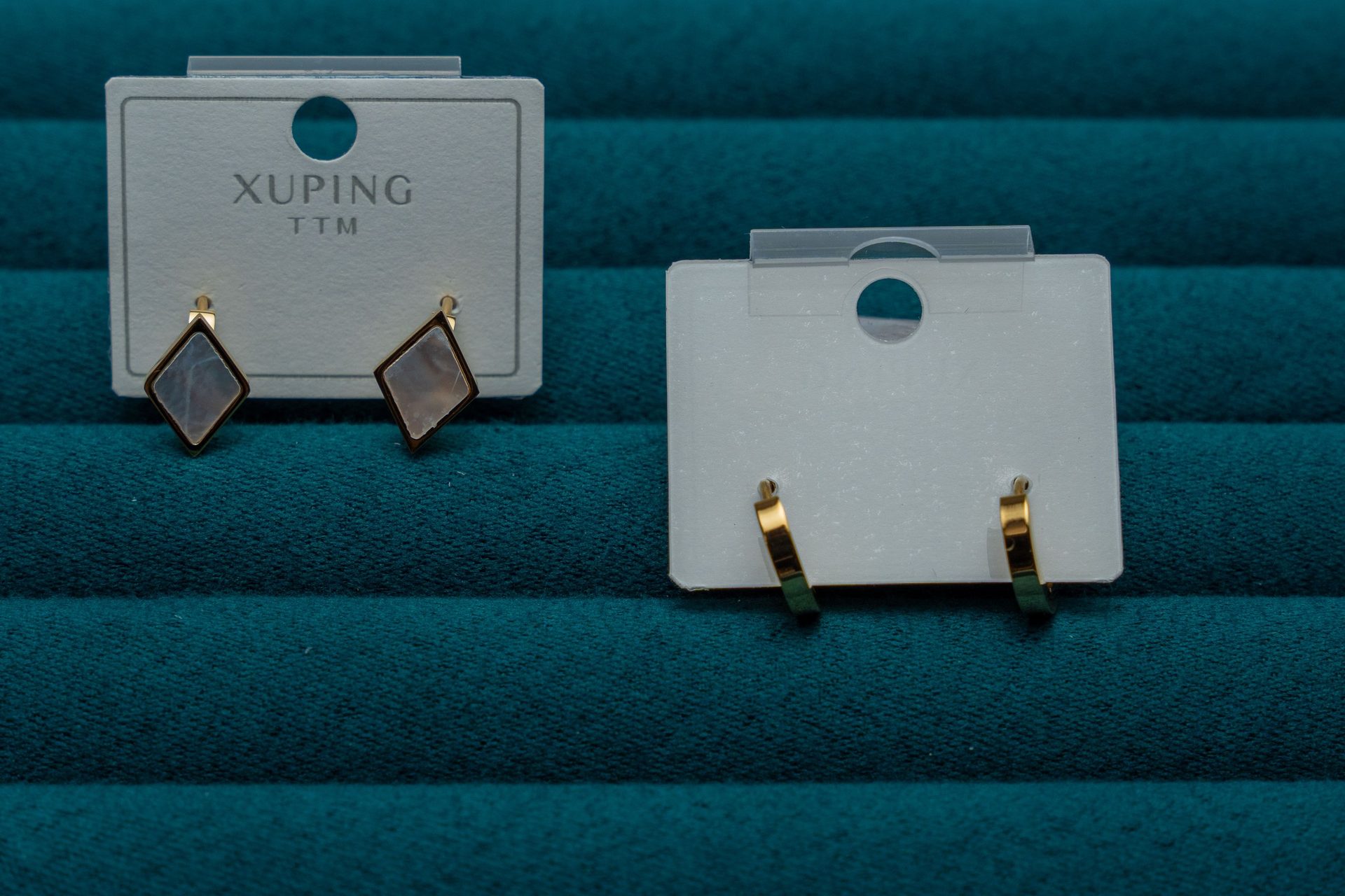 Diamond-Shaped Gold-Tone Drop Earrings