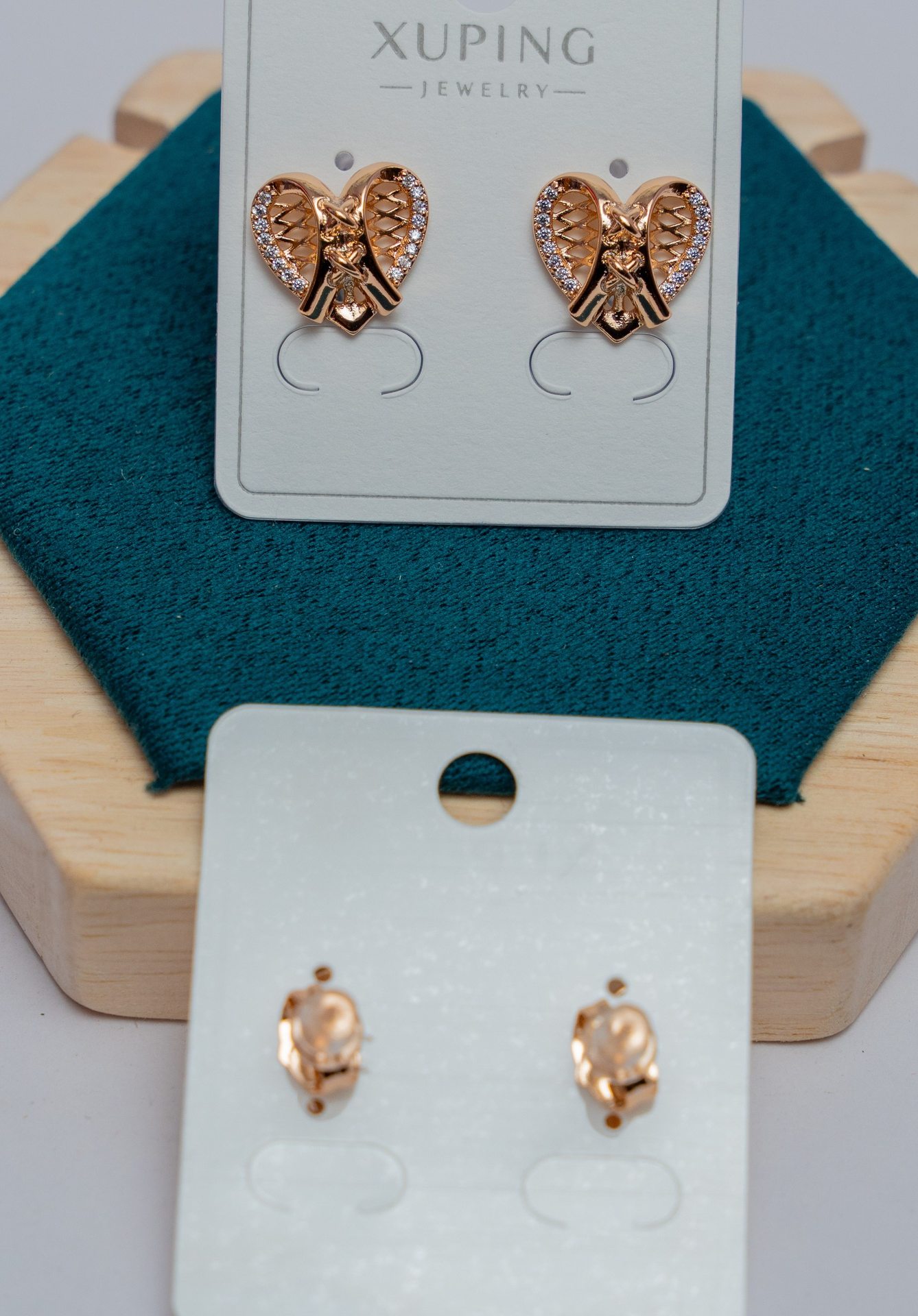 Gold-Tone Angel Wing Stud Earrings with Crystal Accents