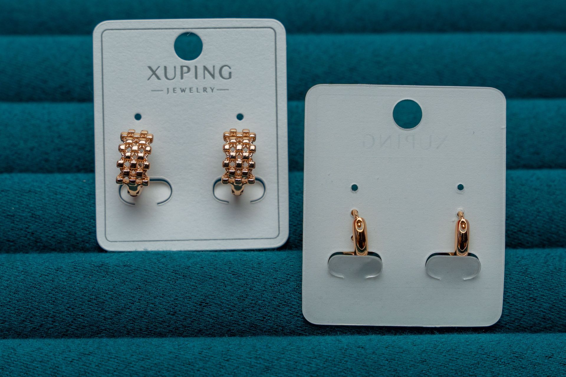 Gold-Tone Beaded Huggie Hoop Earrings