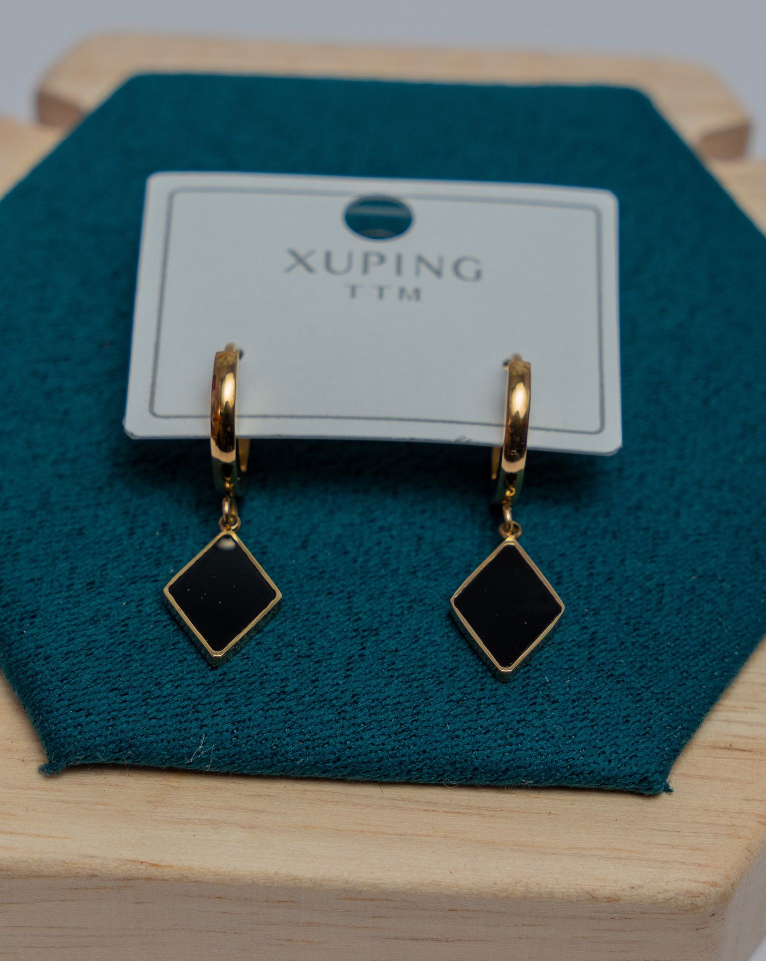 Gold-Tone Black Diamond Drop Earrings