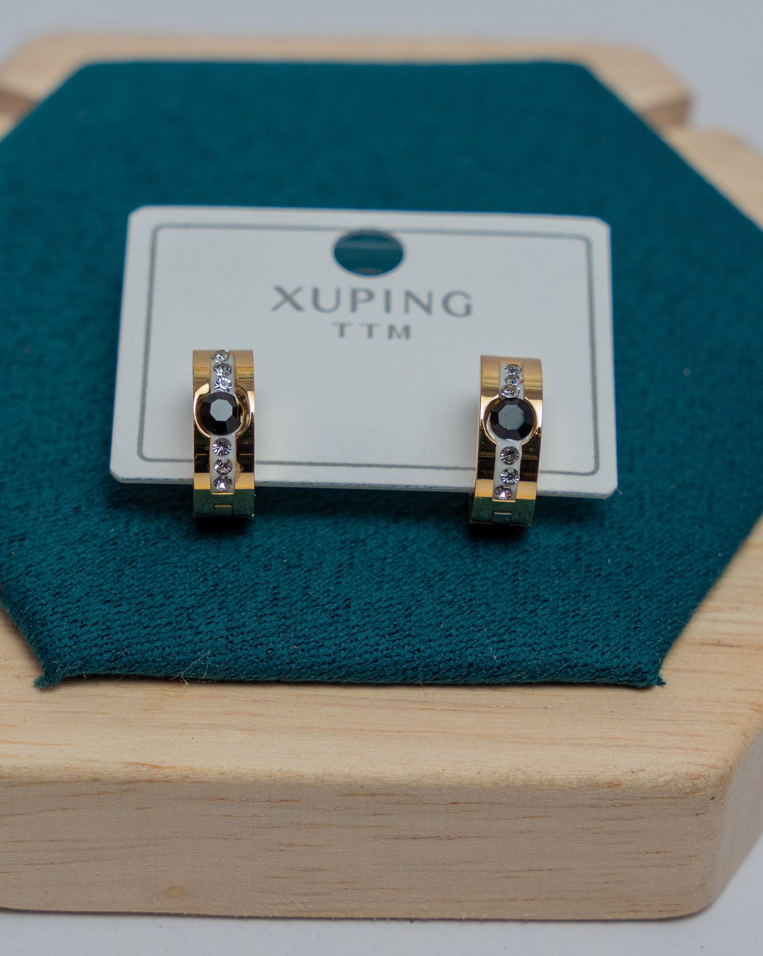 Gold-Tone Black Onyx Stud Earrings