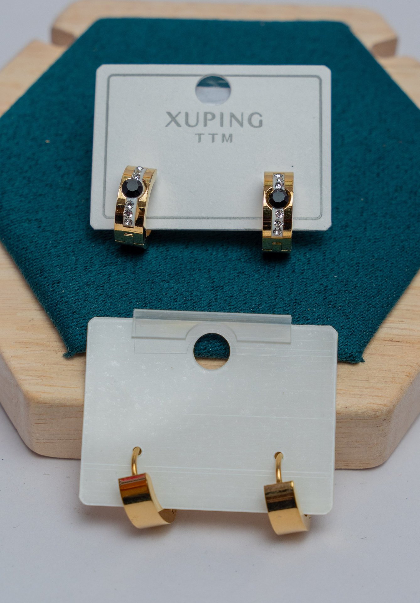 Gold-Tone Black Onyx Stud Earrings