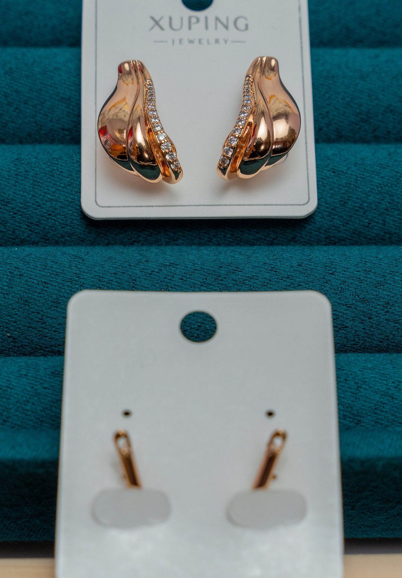Gold-Tone Chunky Hoop Earrings with Crystal Accents