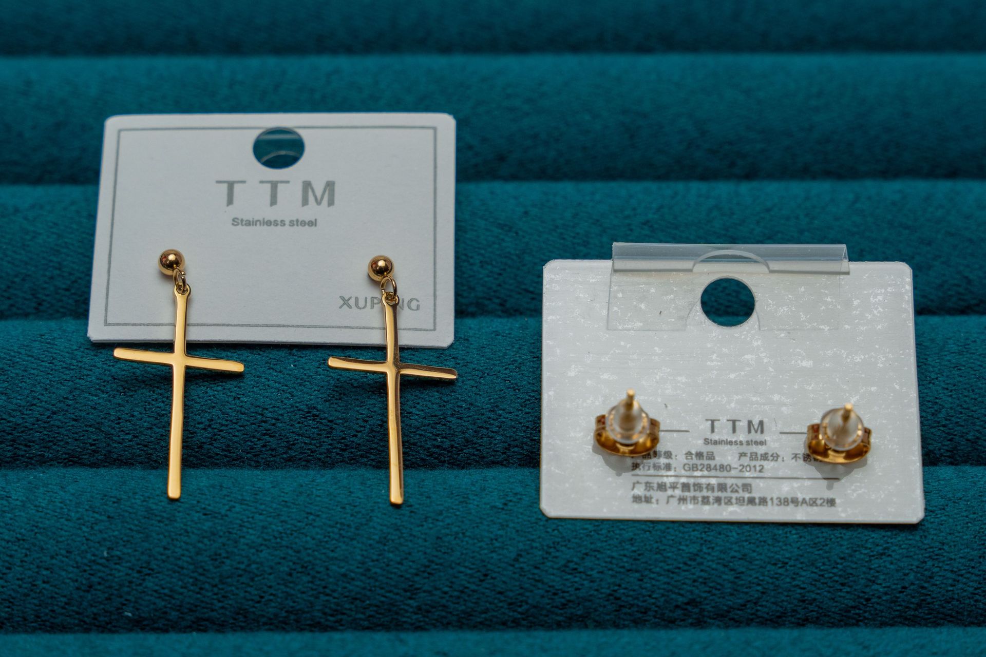 Gold Cross Drop Earrings