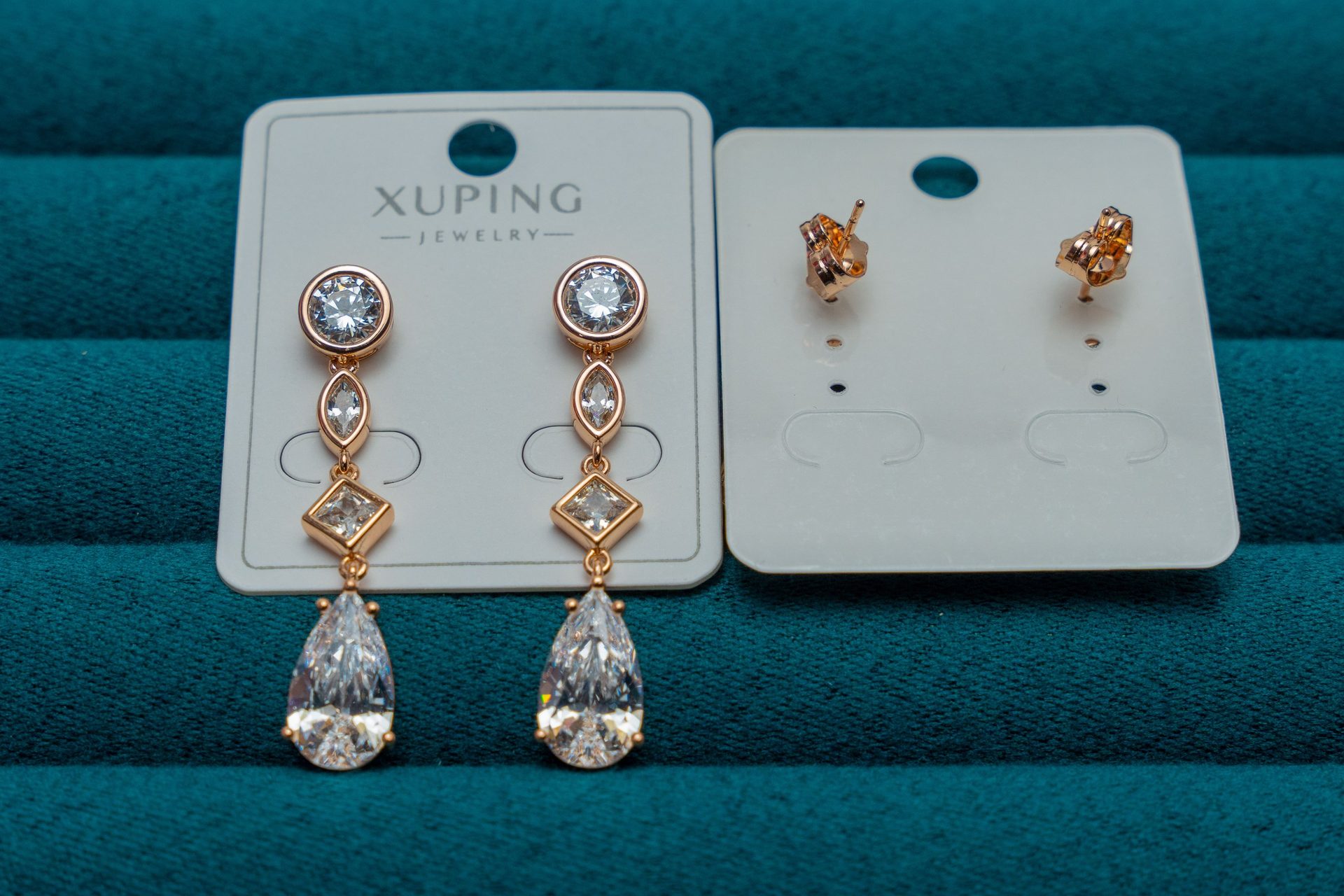 Gold-Tone Multi-Shape Crystal Drop Earrings