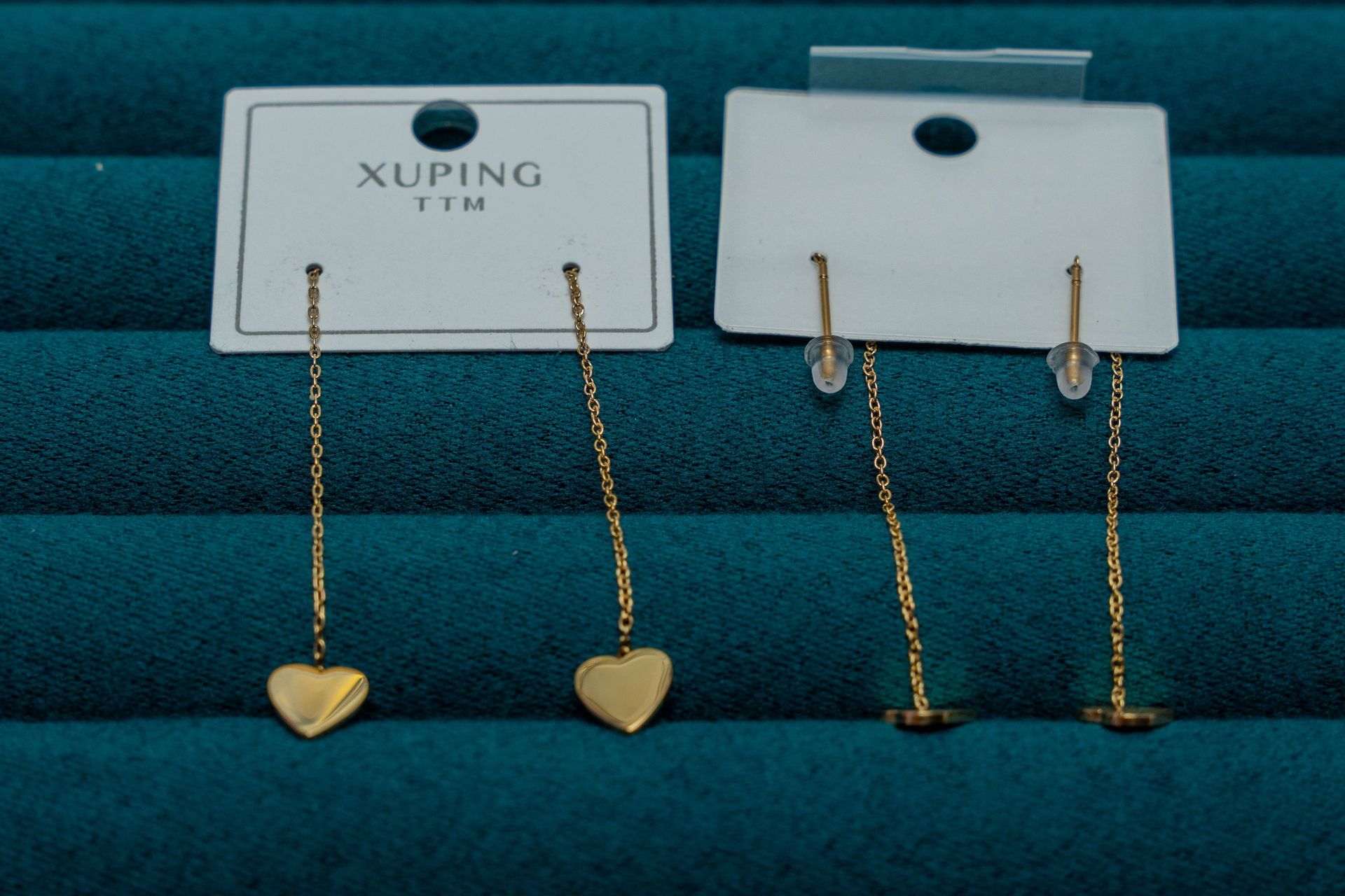 Gold-Tone Heart Chain Drop Earrings
