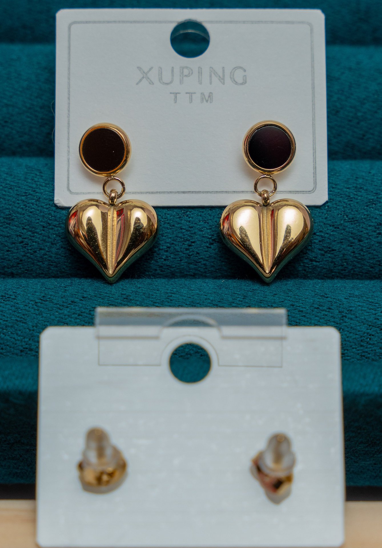 Gold Heart Drop Earrings