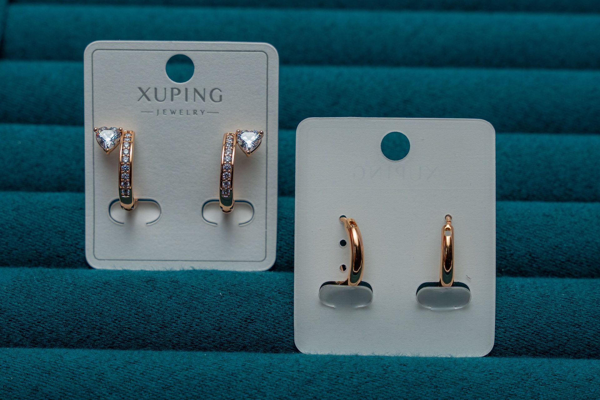 Gold-Tone Hoop Earrings with Black Accent