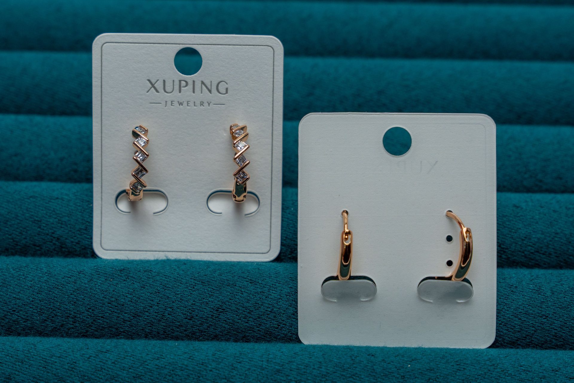 Gold-Tone Hoop Earrings with Crystal Accents