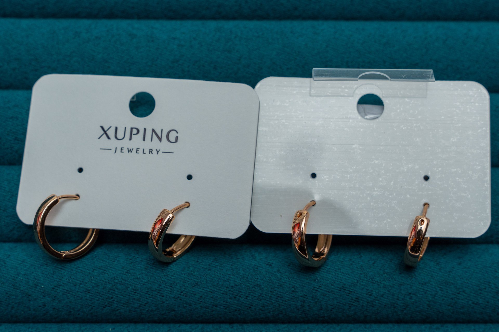 Gold-Tone Hoop Earrings with Red Enamel