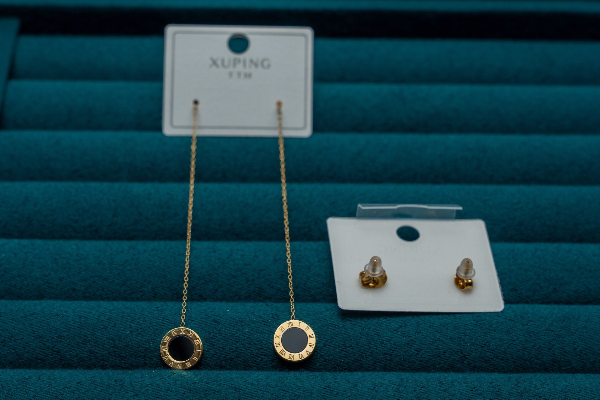 Gold Roman Numeral Chain Drop Earrings