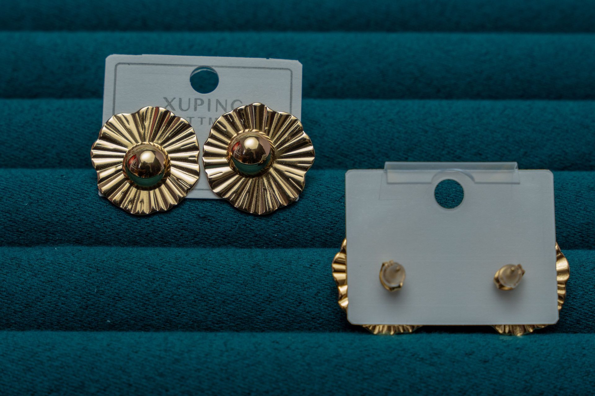 Gold-Tone Shell Stud Earrings