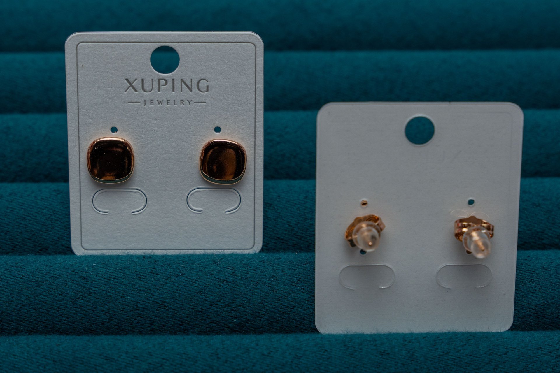 Gold-Tone Square Stud Earrings