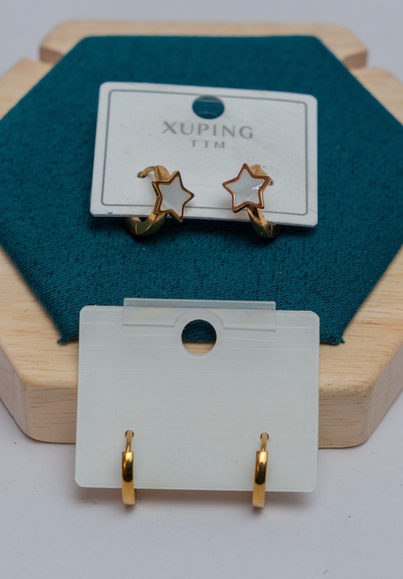 Gold-Tone Star Hoop Earrings