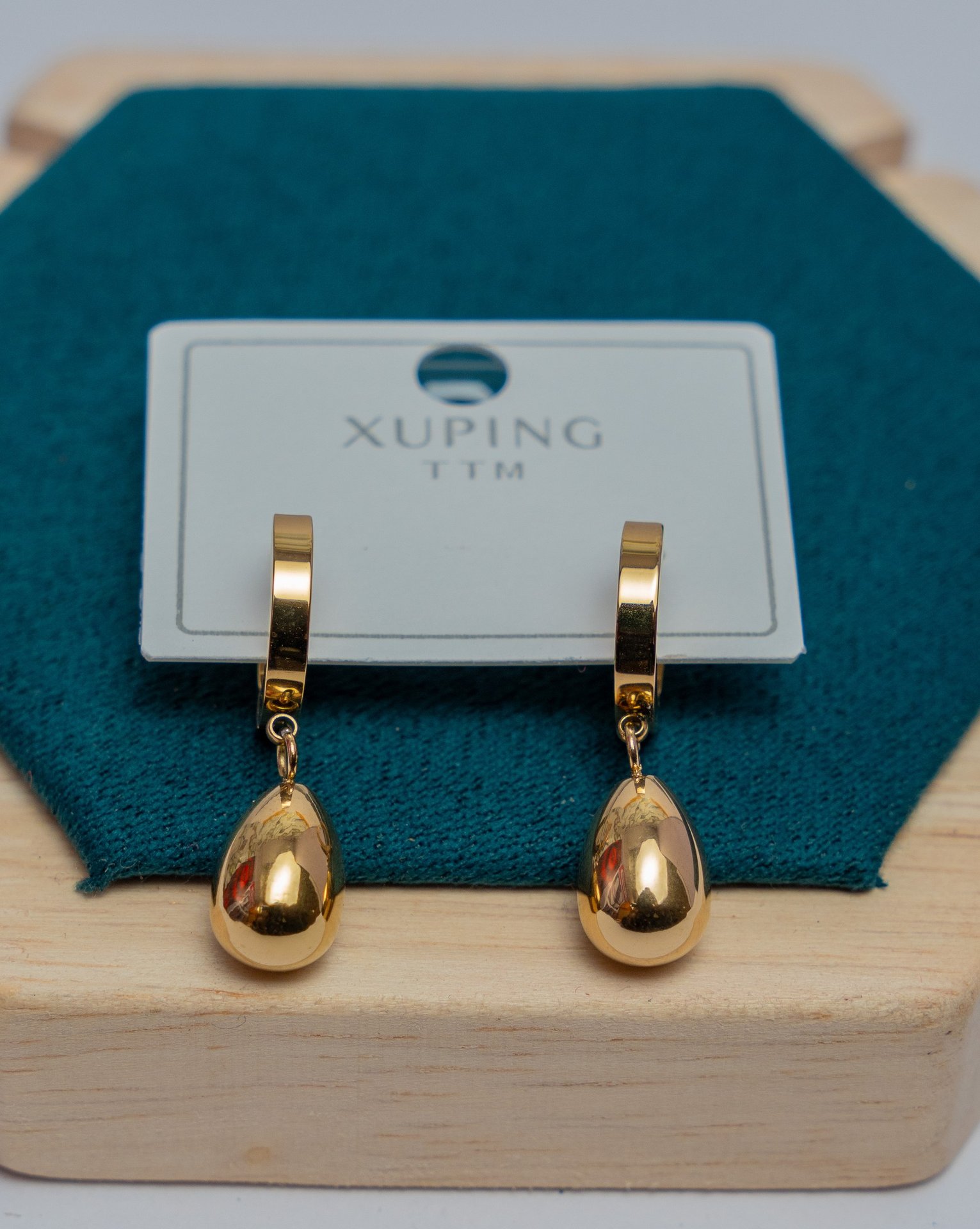 Gold Teardrop Drop Earrings