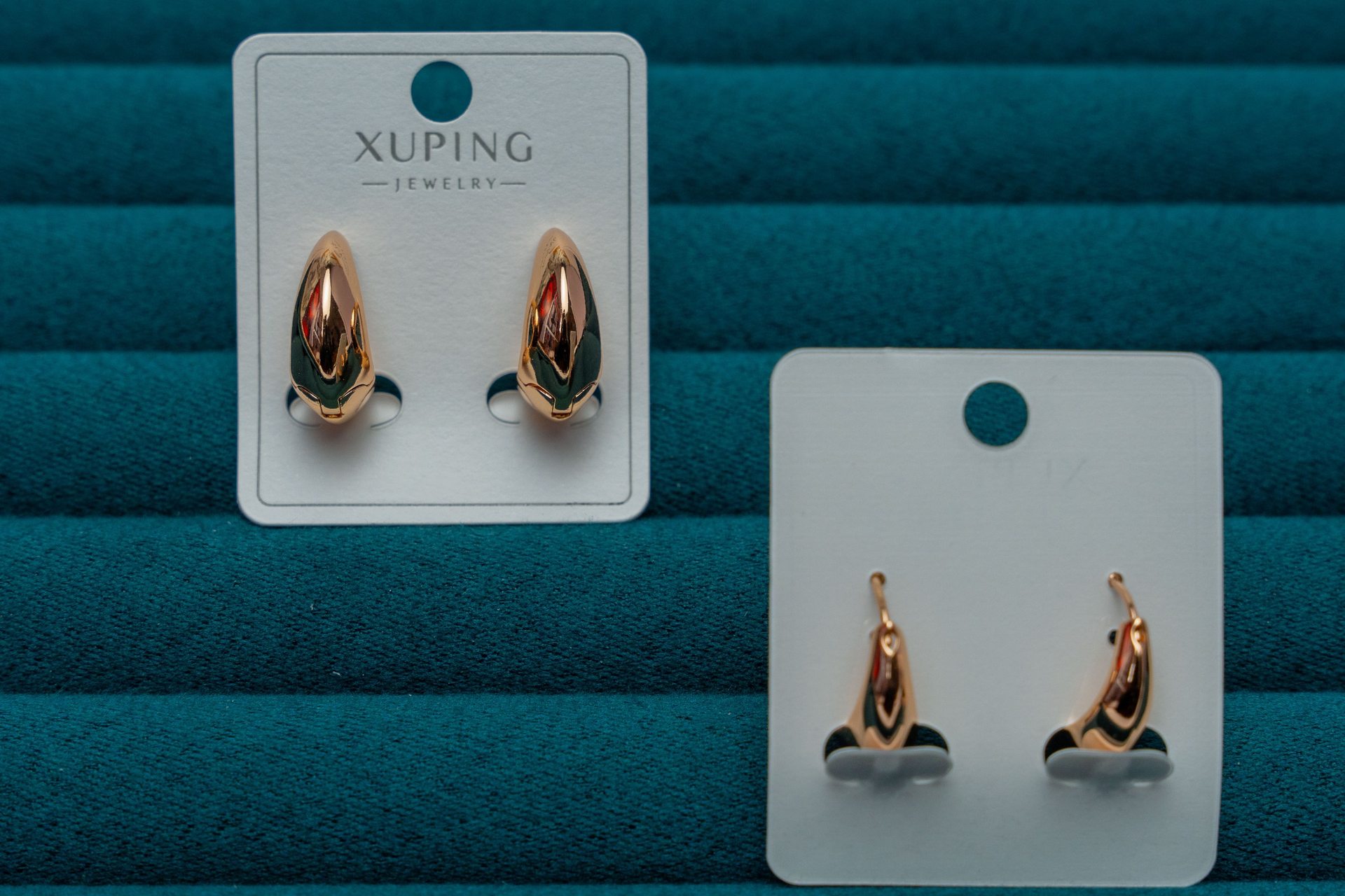 Gold-Tone Teardrop Hoop Earrings
