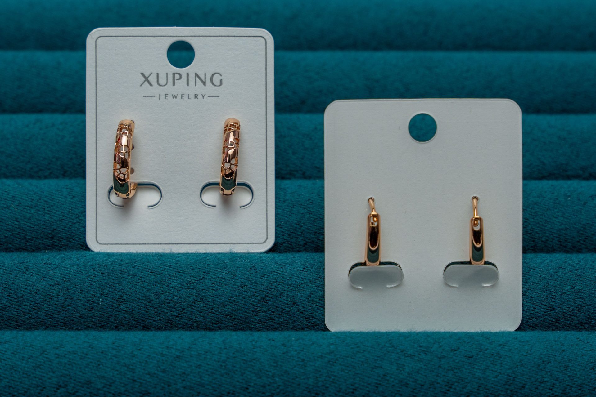 Gold-Tone Textured Hoop Earrings with Black Enamel