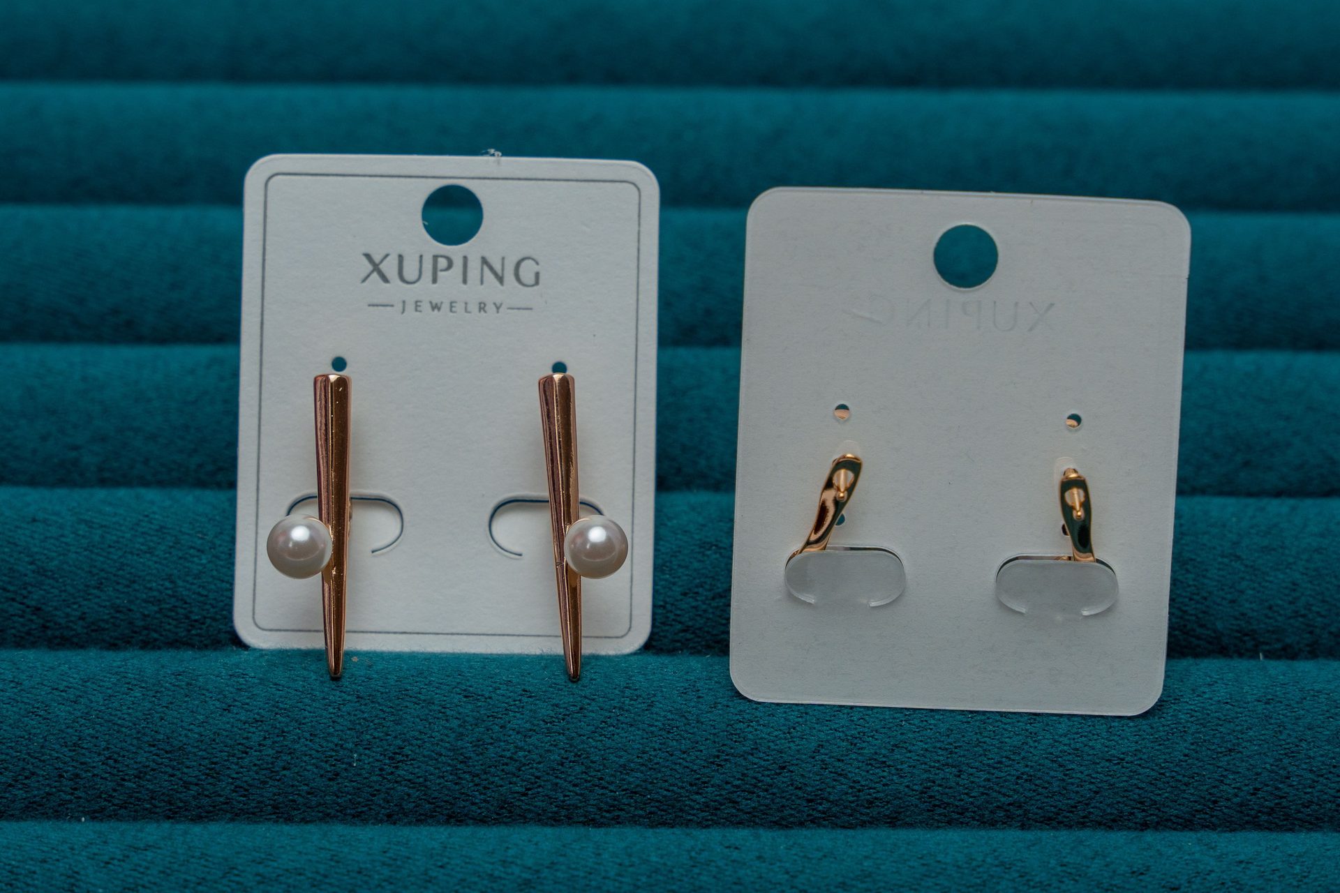 Pearl Drop Earrings with Rose Gold Accents