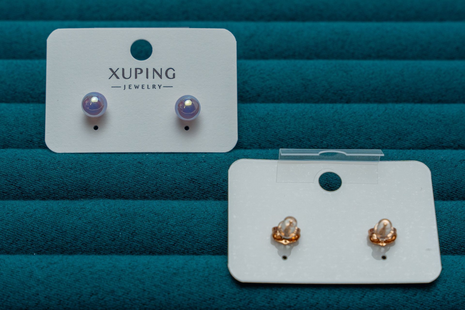 Purple and Gold Orb Stud Earrings Set