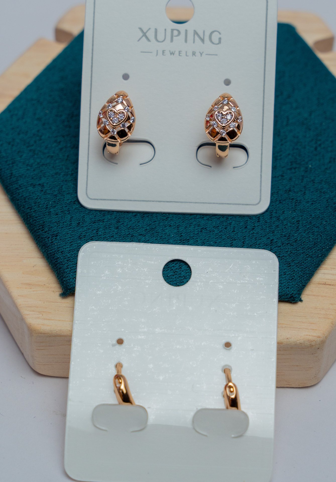 Rose Gold Heart Drop Earrings