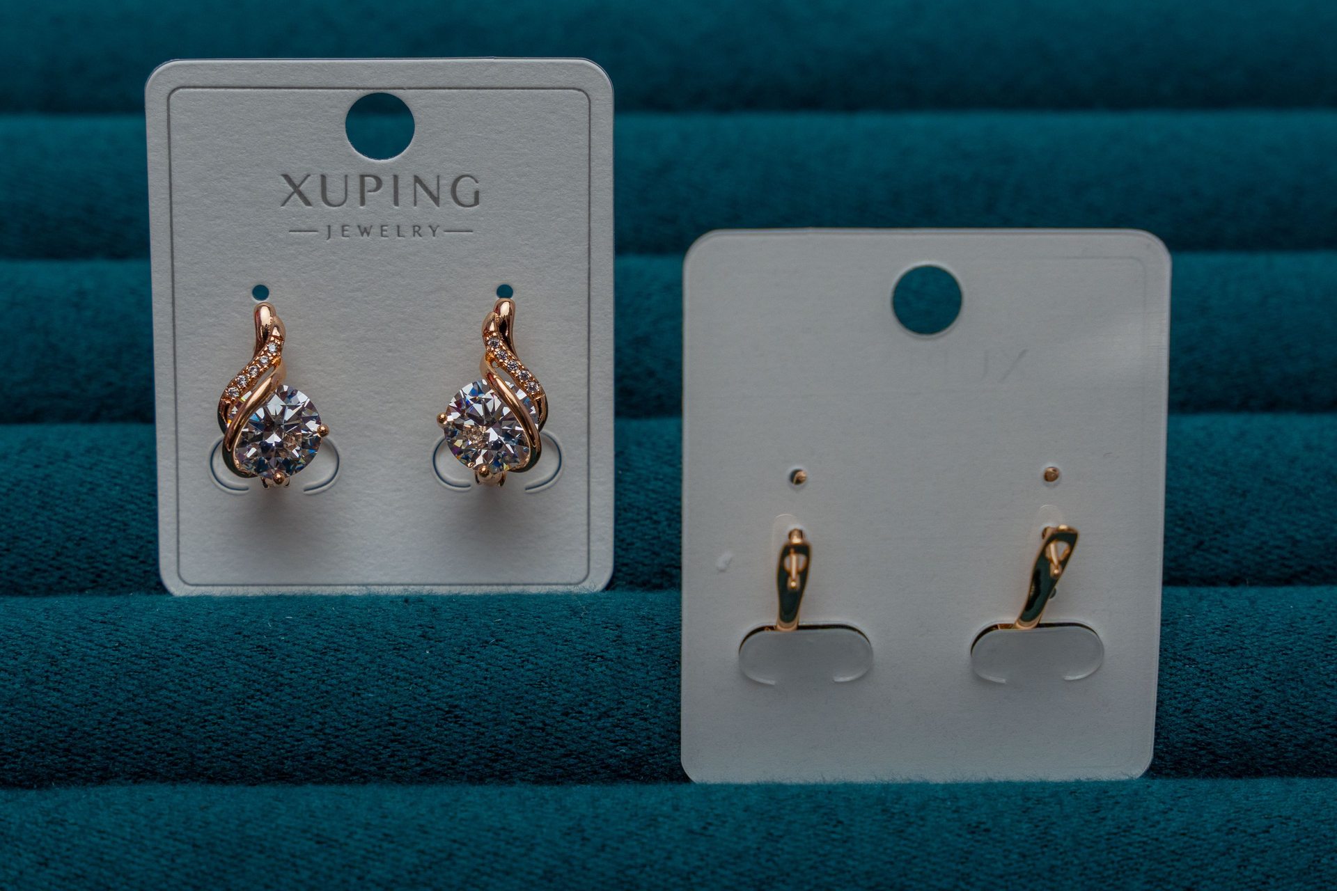 Rose Gold Teardrop Crystal Stud Earrings