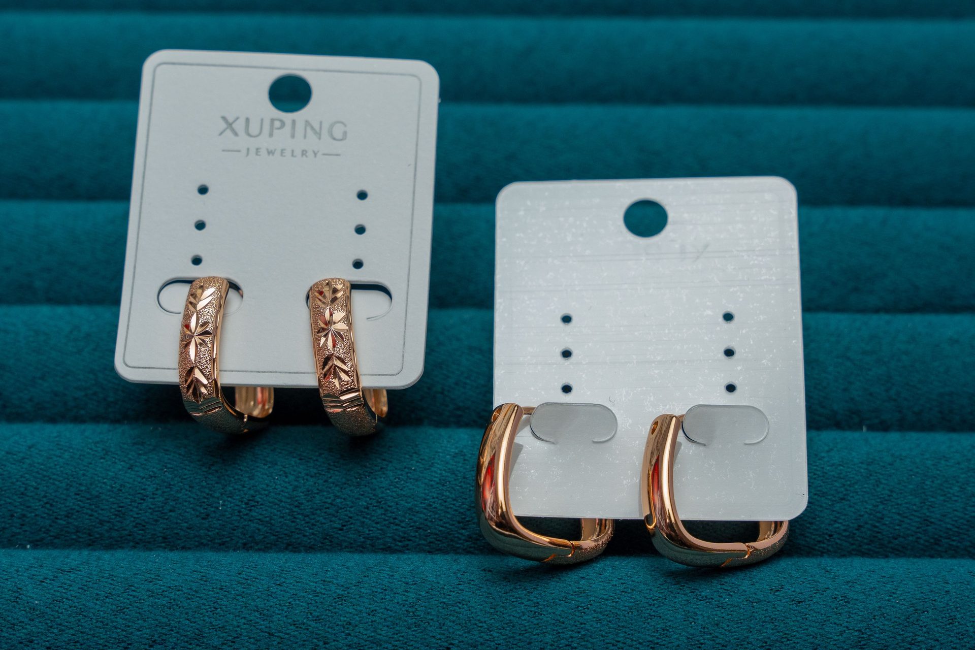 Rose Gold Textured Hoop Earrings