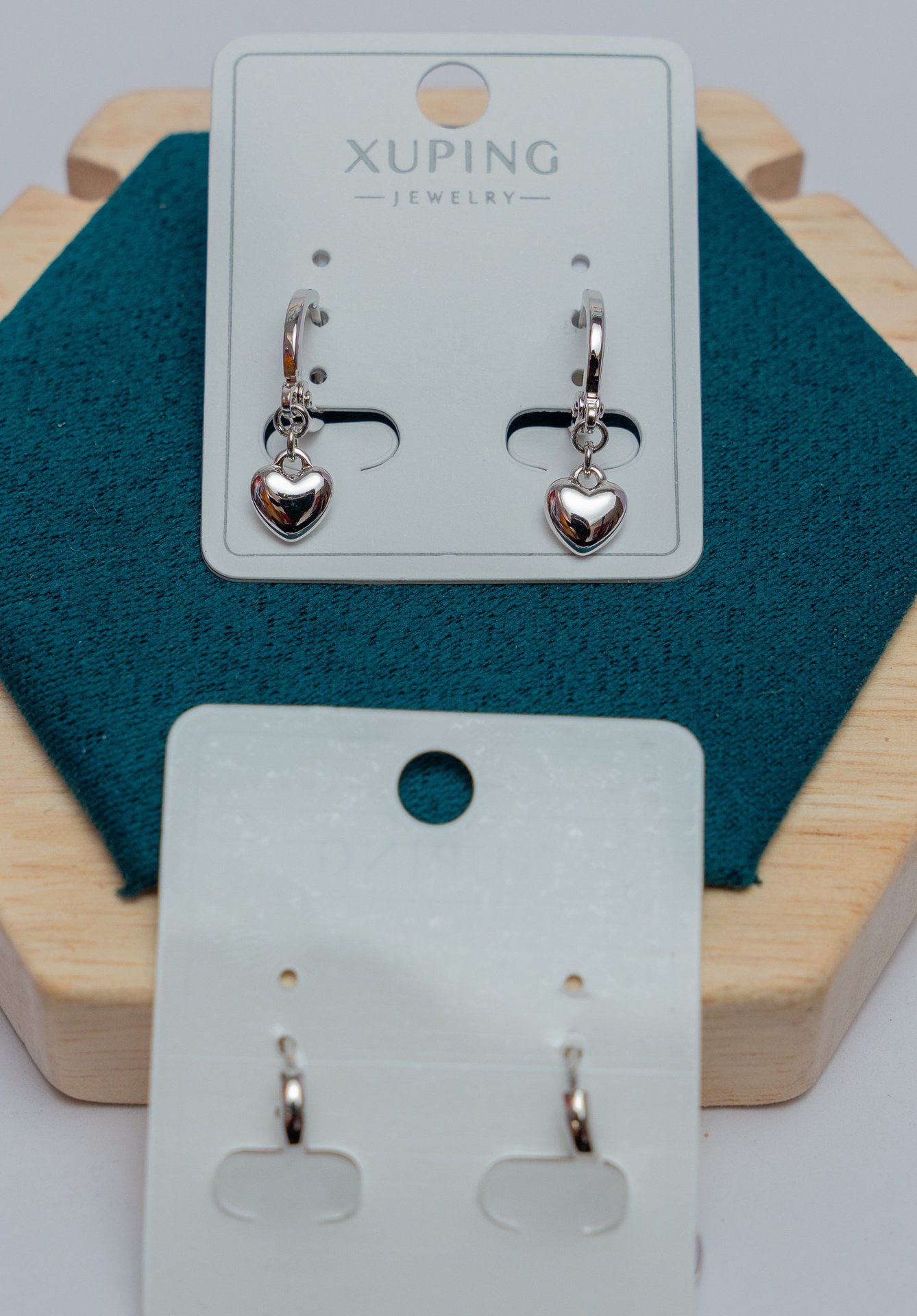 Silver Heart Drop Earrings
