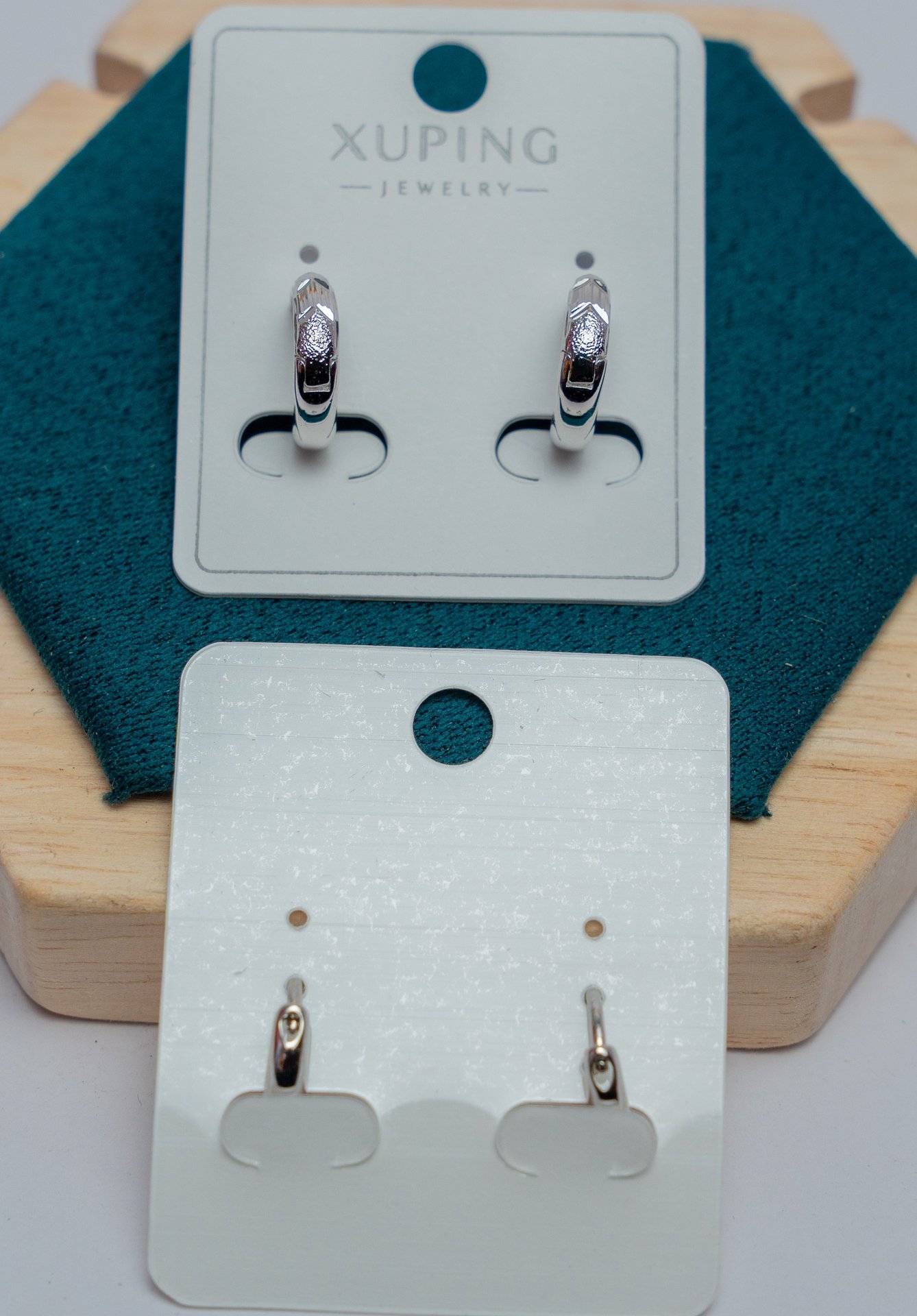 Silver Oval Hoop Earrings with Crystal Detail