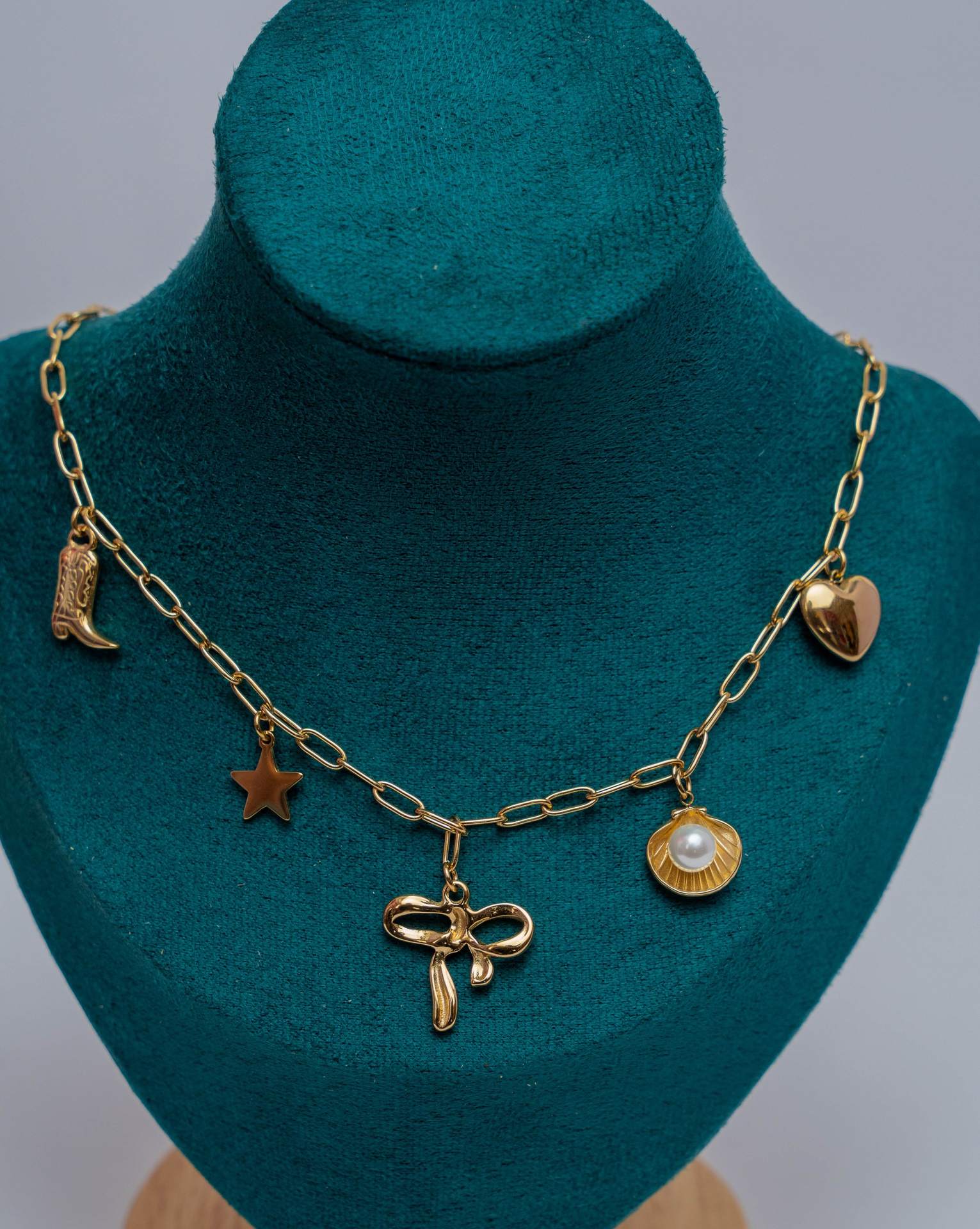Gold Charm Link Chain Necklace