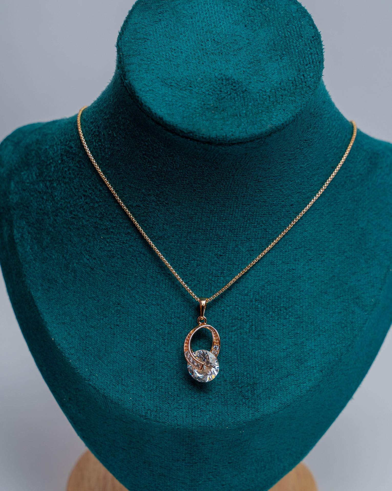 Gold-Tone Crystal Oval Drop Necklace