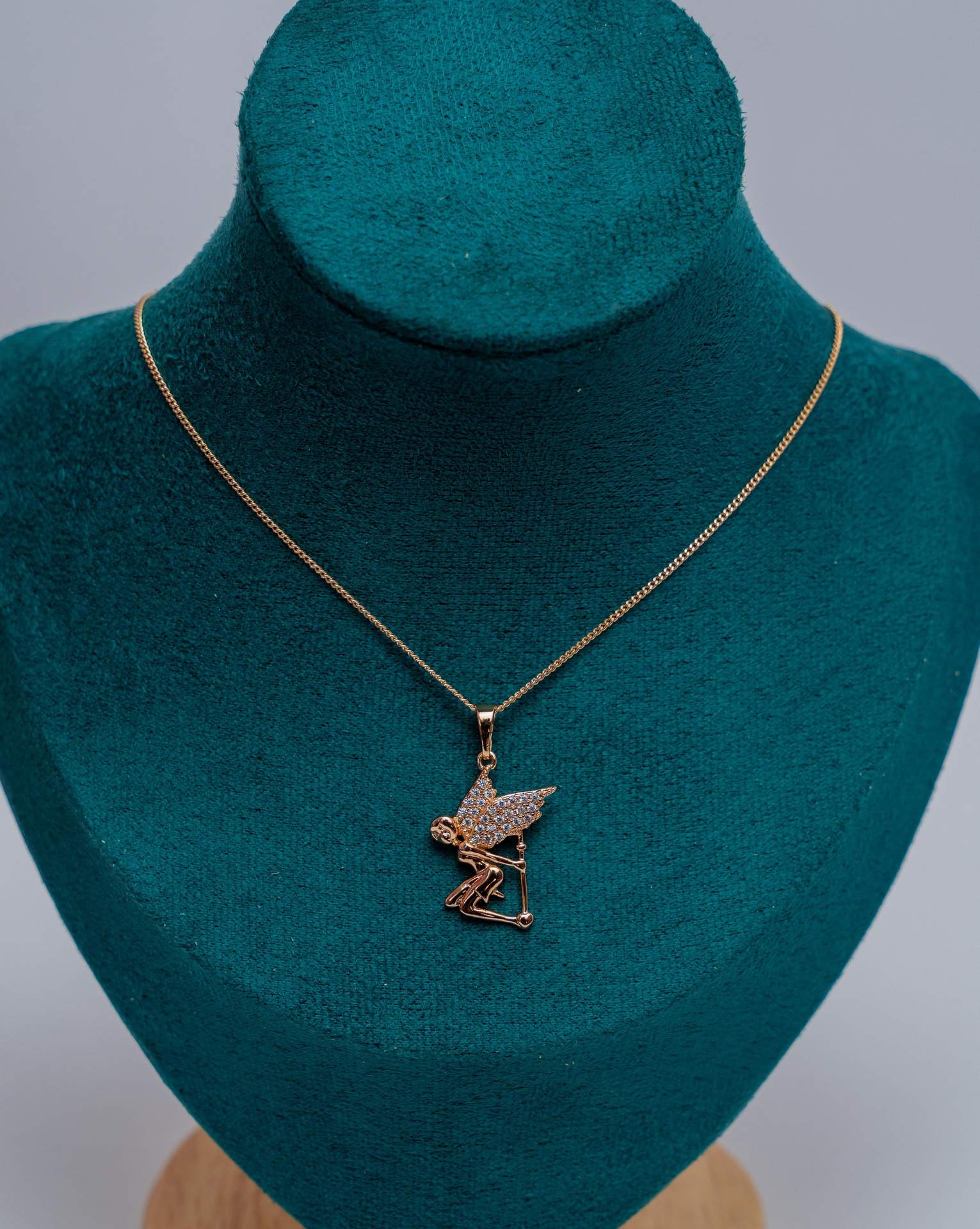 Gold-Tone Winged Angel Pendant Necklace