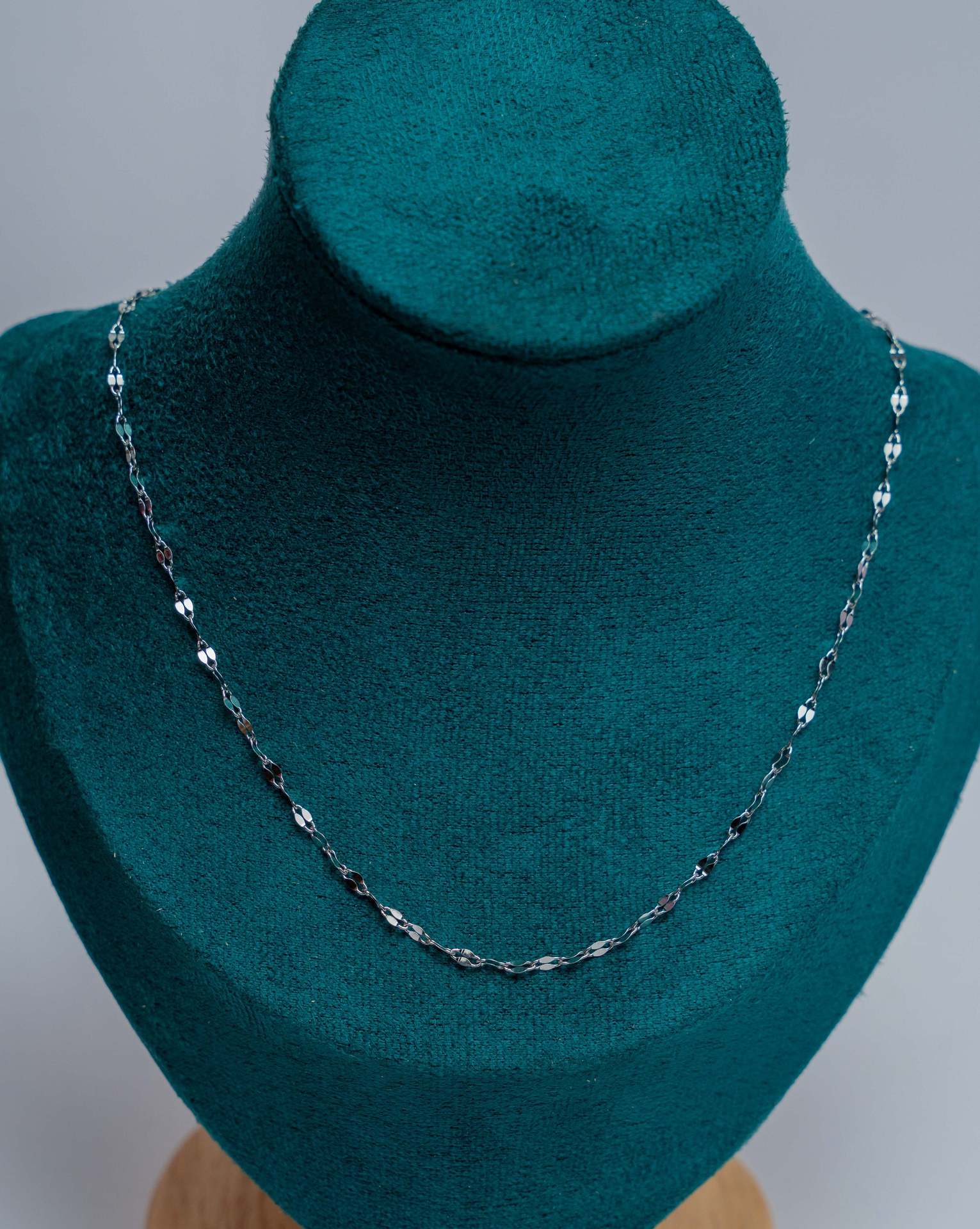 Silver Chain Necklace with Beaded Details