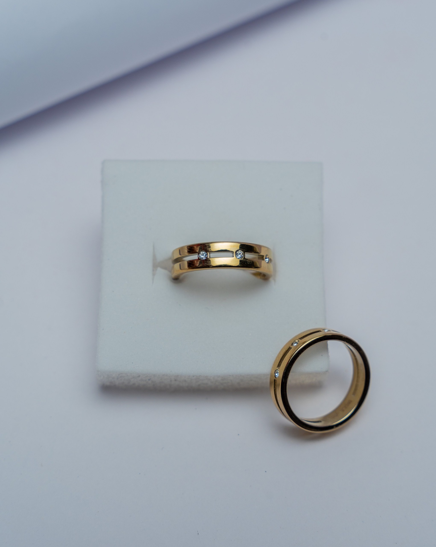 Gold Diamond Two-Stone Band Ring