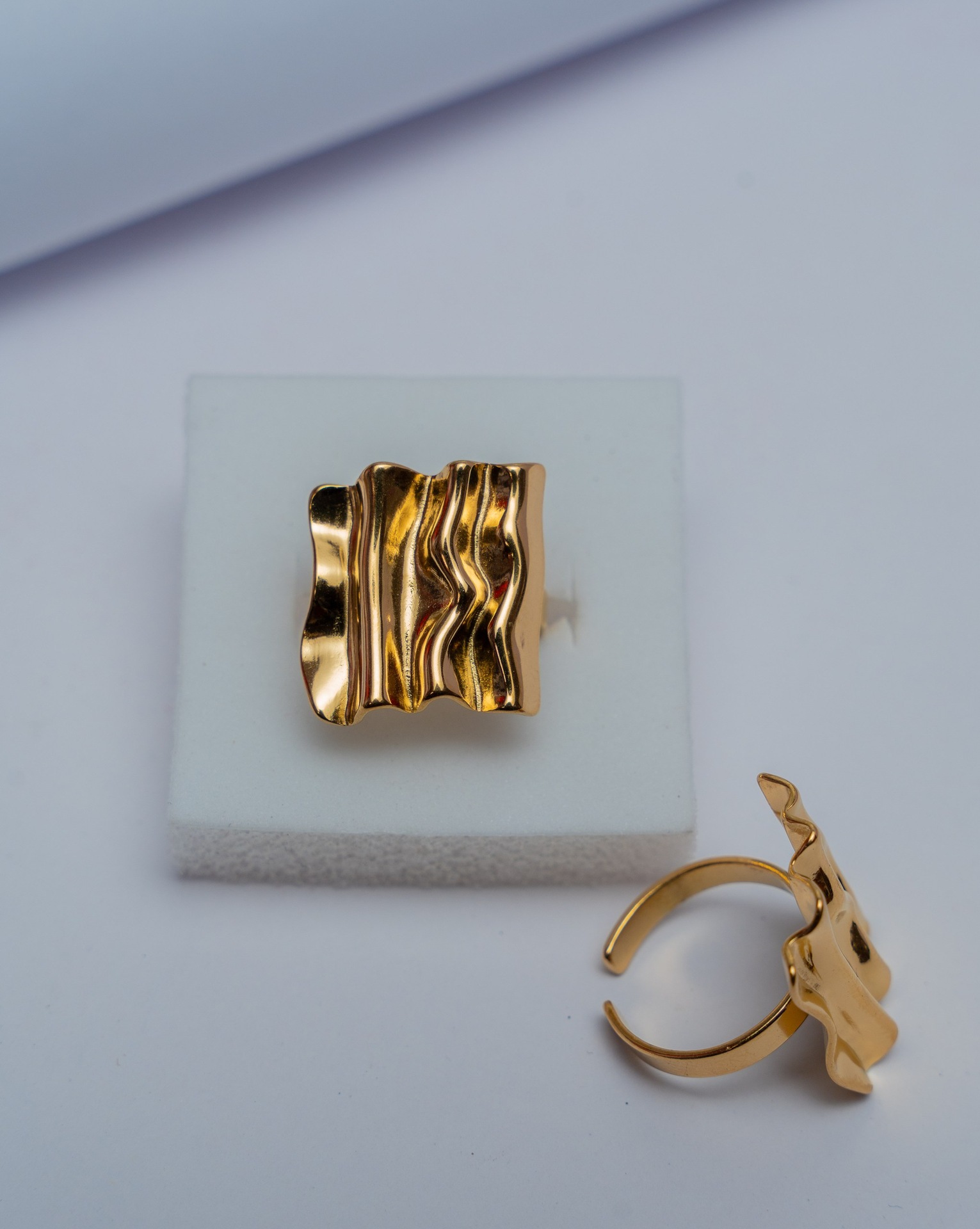Gold Wave Textured Ring
