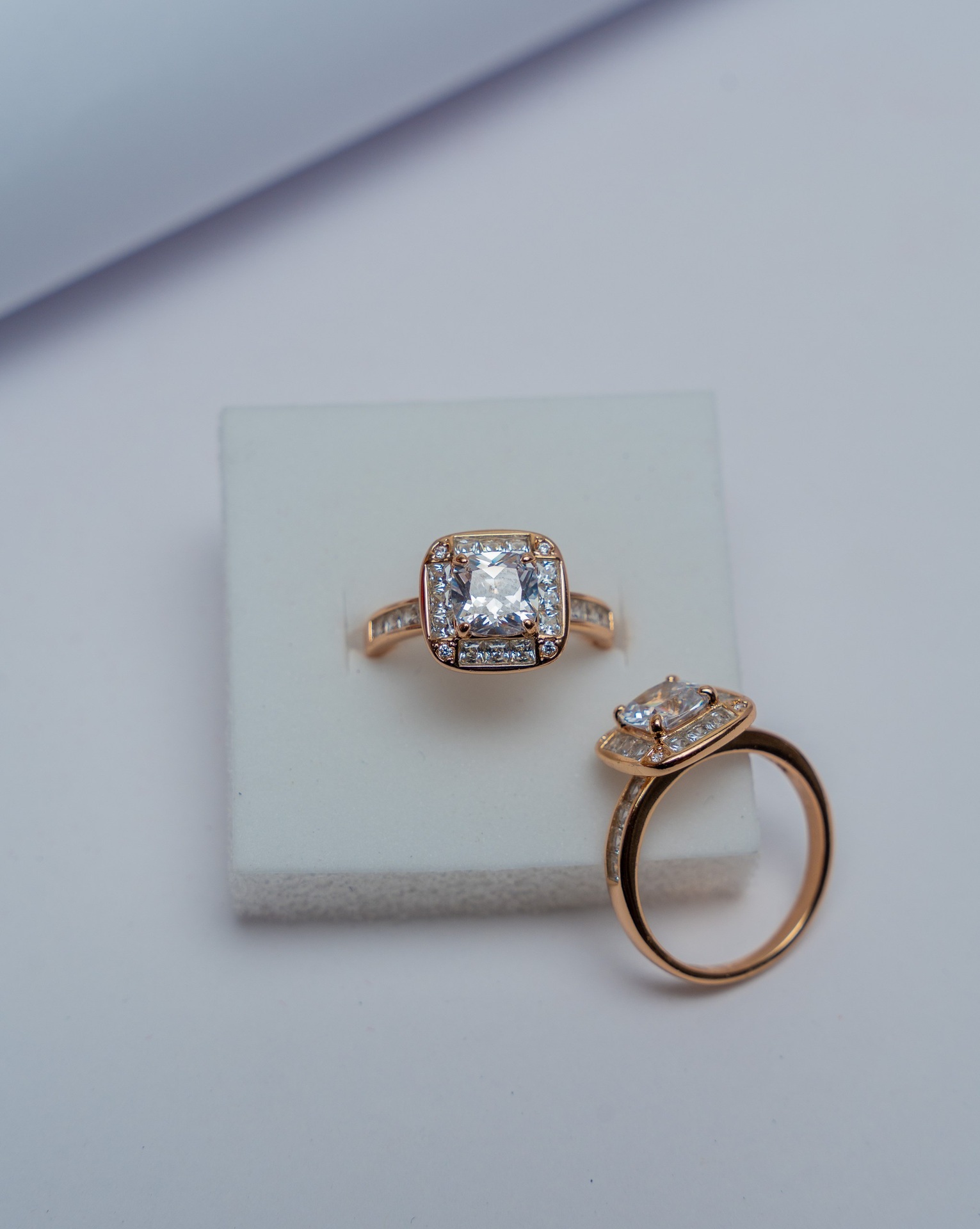 Rose Gold Cushion Halo Diamond Ring