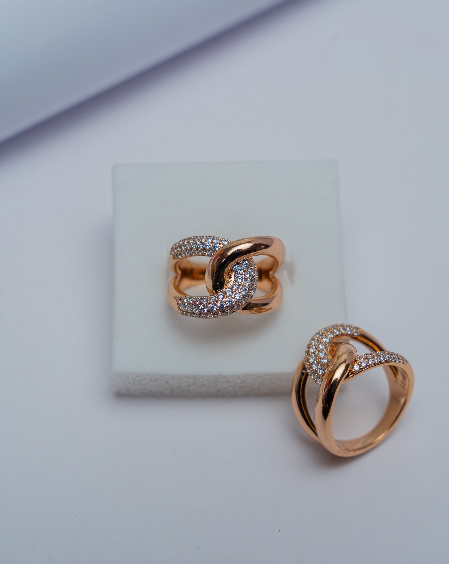 Rose Gold Diamond Pave Chunky Ring