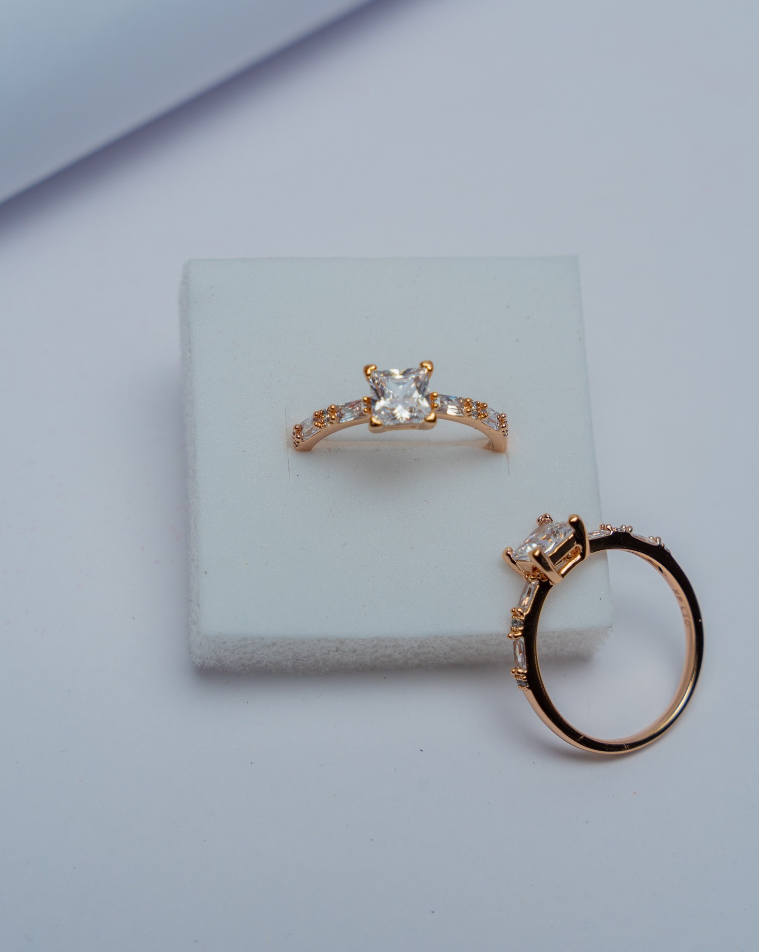 Rose Gold Princess Cut Engagement Ring