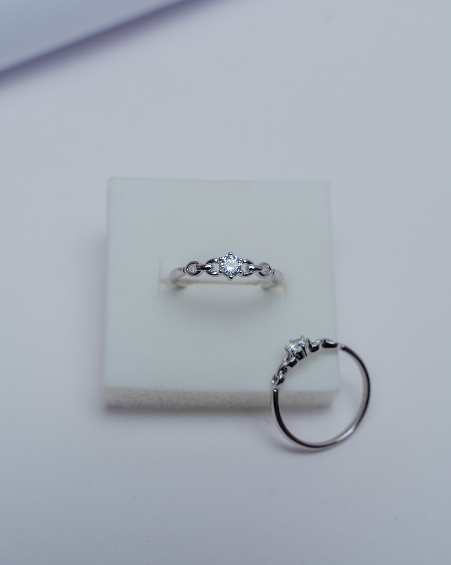 Silver Ornate Solitaire Ring